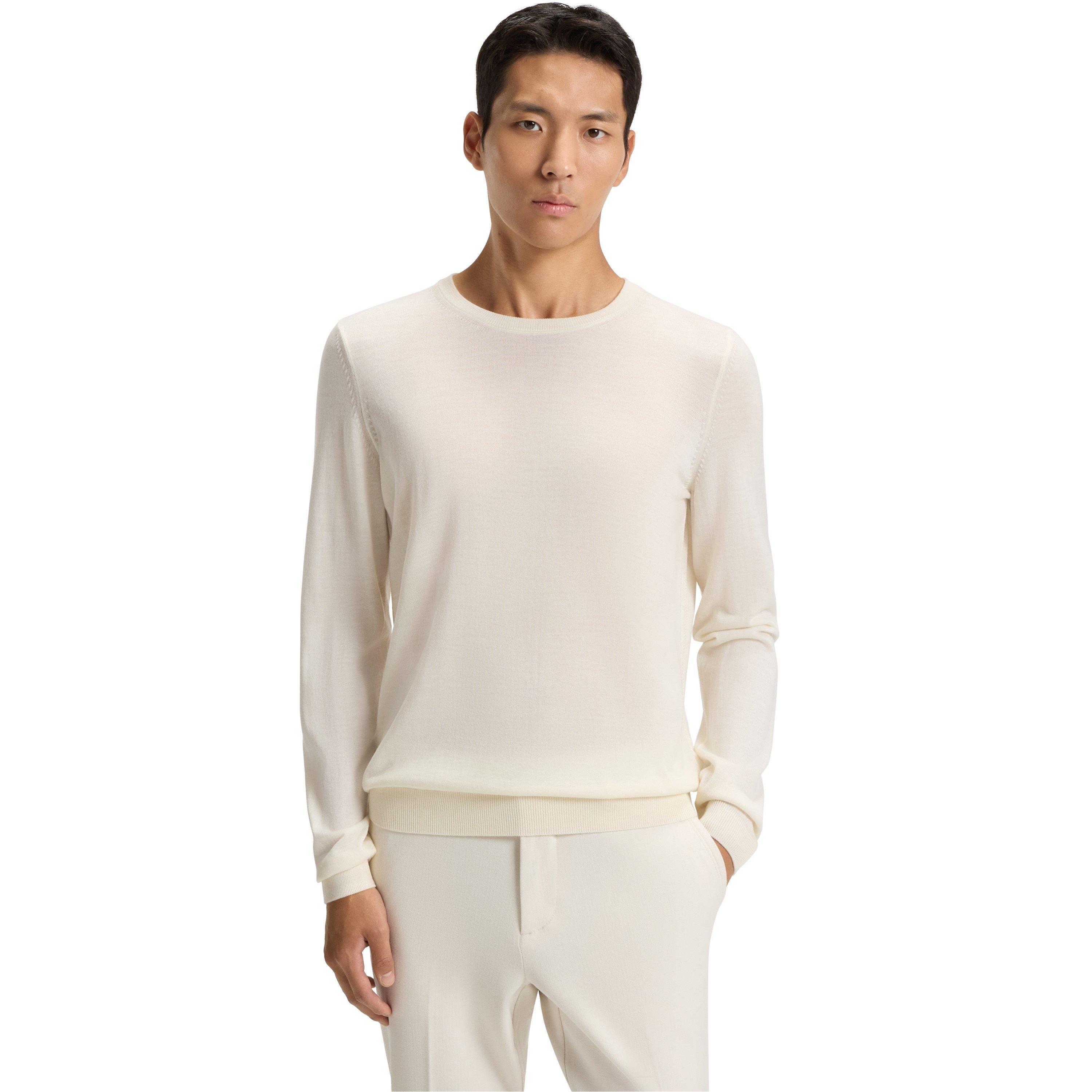 Open White - Boss - Men's Leno Knit Jumper, Soft Virgin Wool - 2