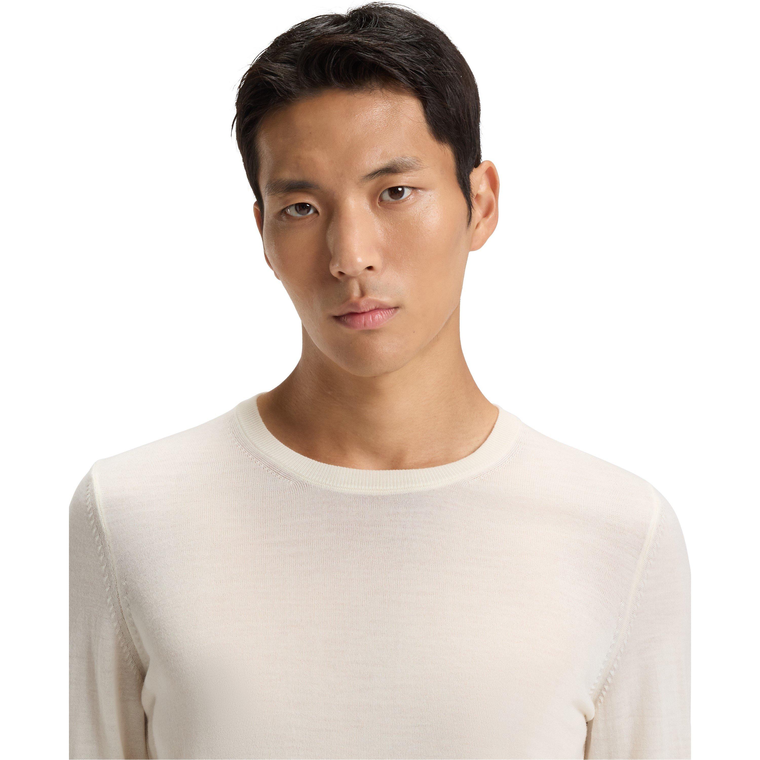 Open White - Boss - Men's Leno Knit Jumper, Soft Virgin Wool - 4