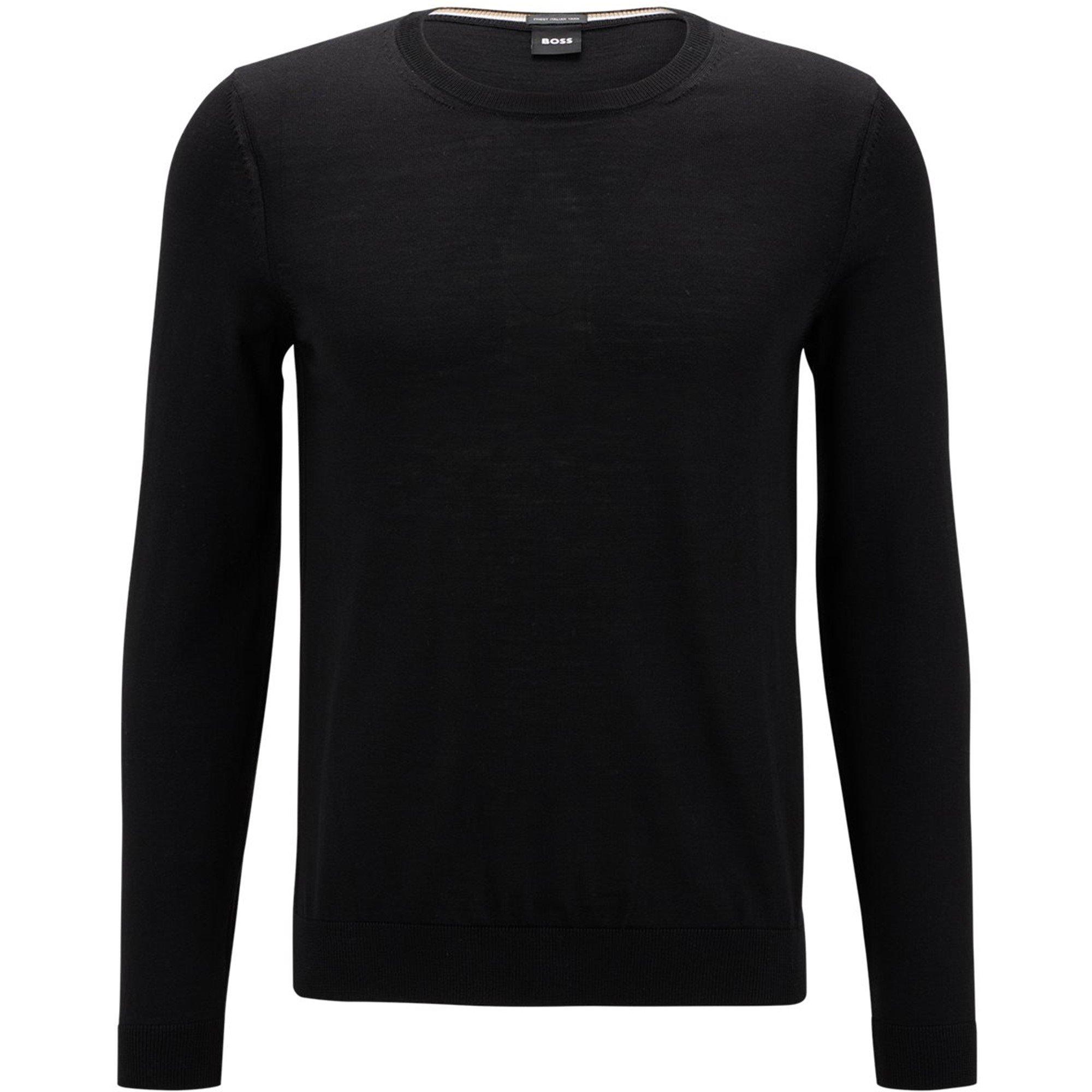 Boss Men's Leno Knit Jumper, Soft Virgin Wool - Black - Size 2X Large