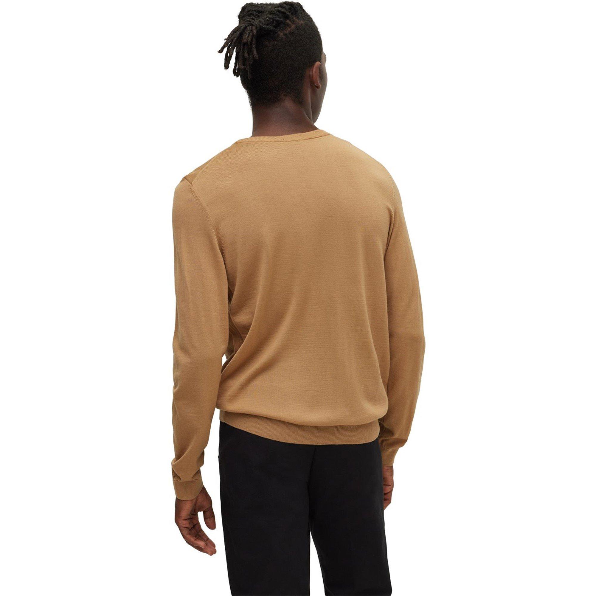 Beige 260 - Boss - Men's Leno Knit Jumper, Soft Virgin Wool - 3