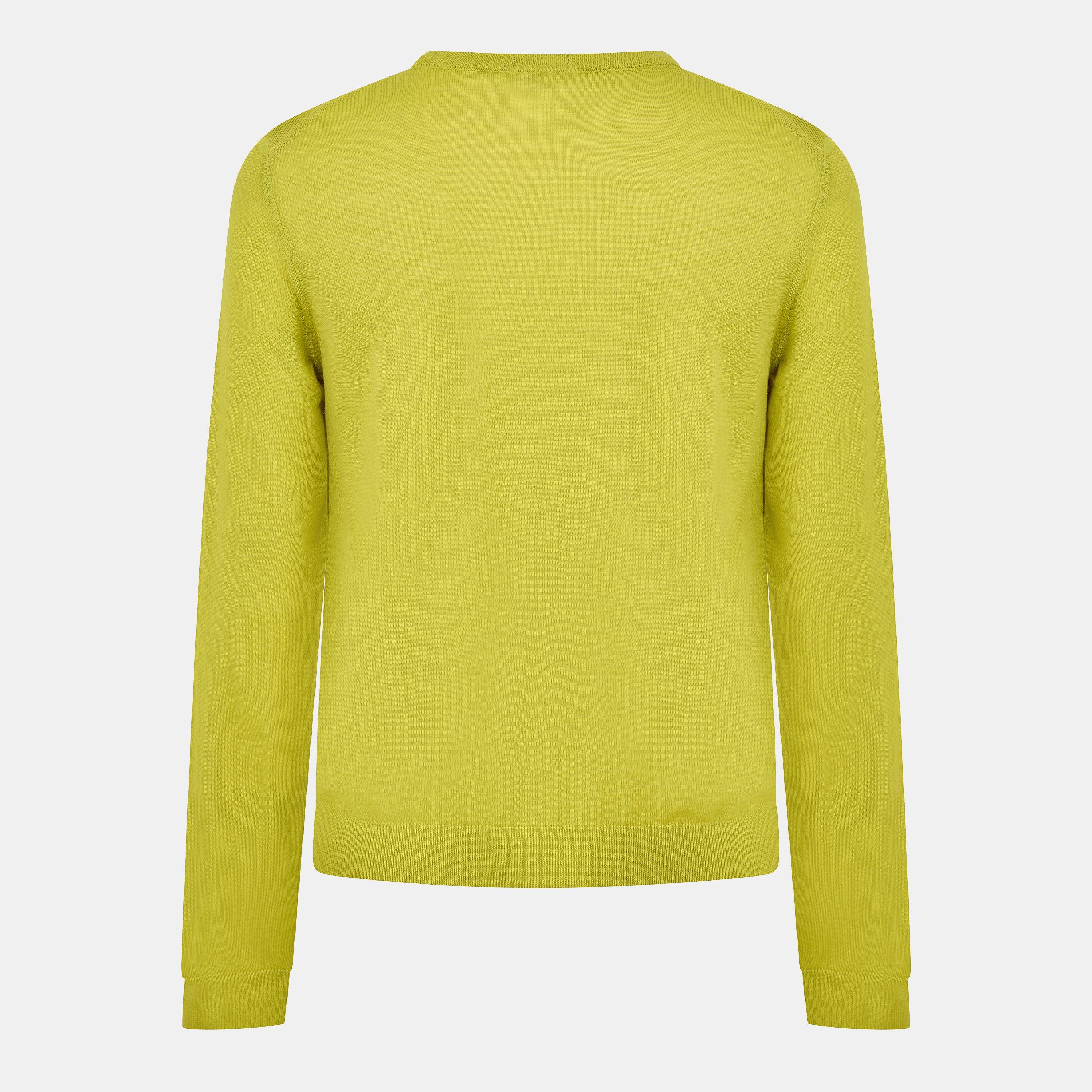 Bright Green - Boss - Men's Leno Knit Jumper, Soft Virgin Wool - 2