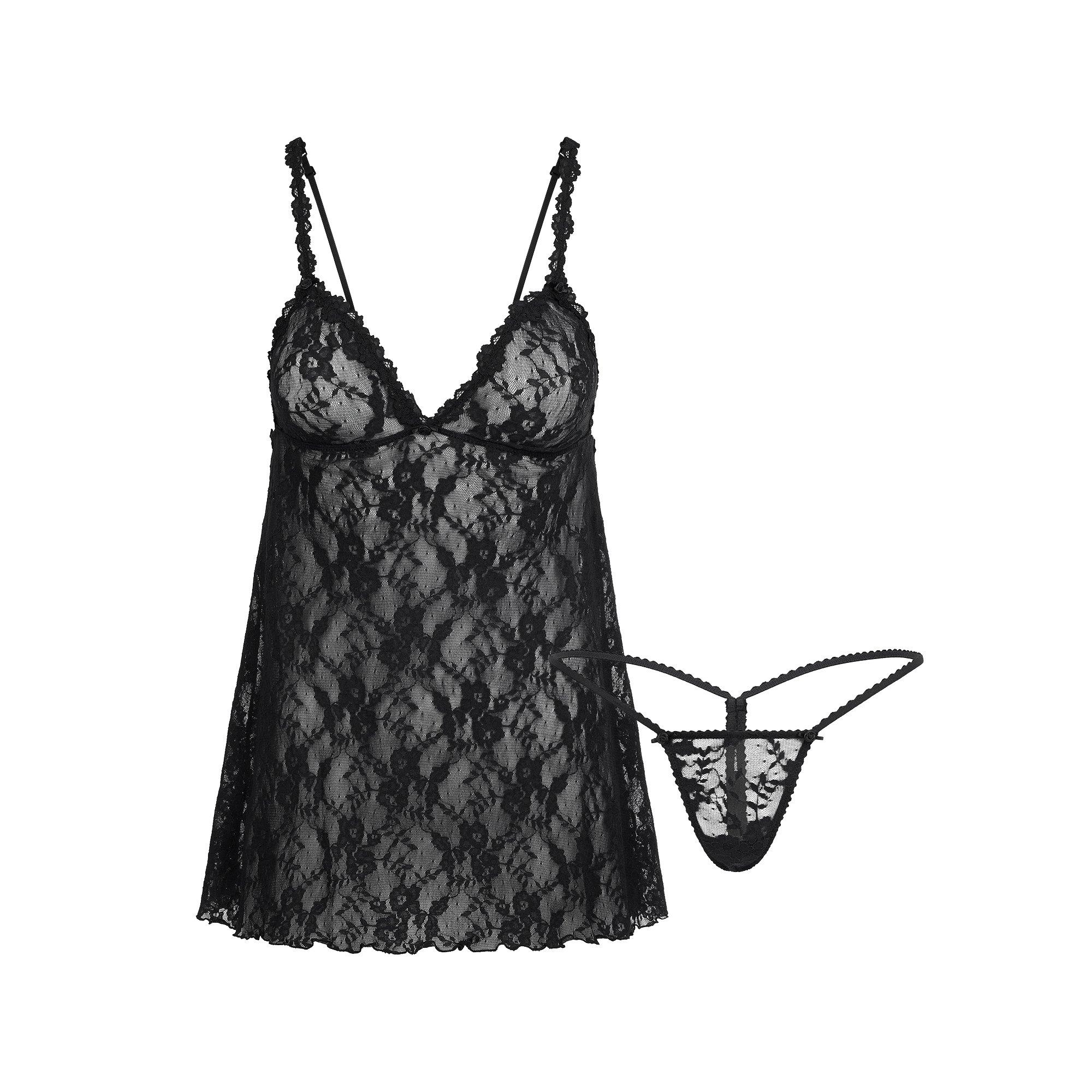 SKIMS Women's Stretch Lace Cami Pyjama Sets - Soot - Size 14 (L)