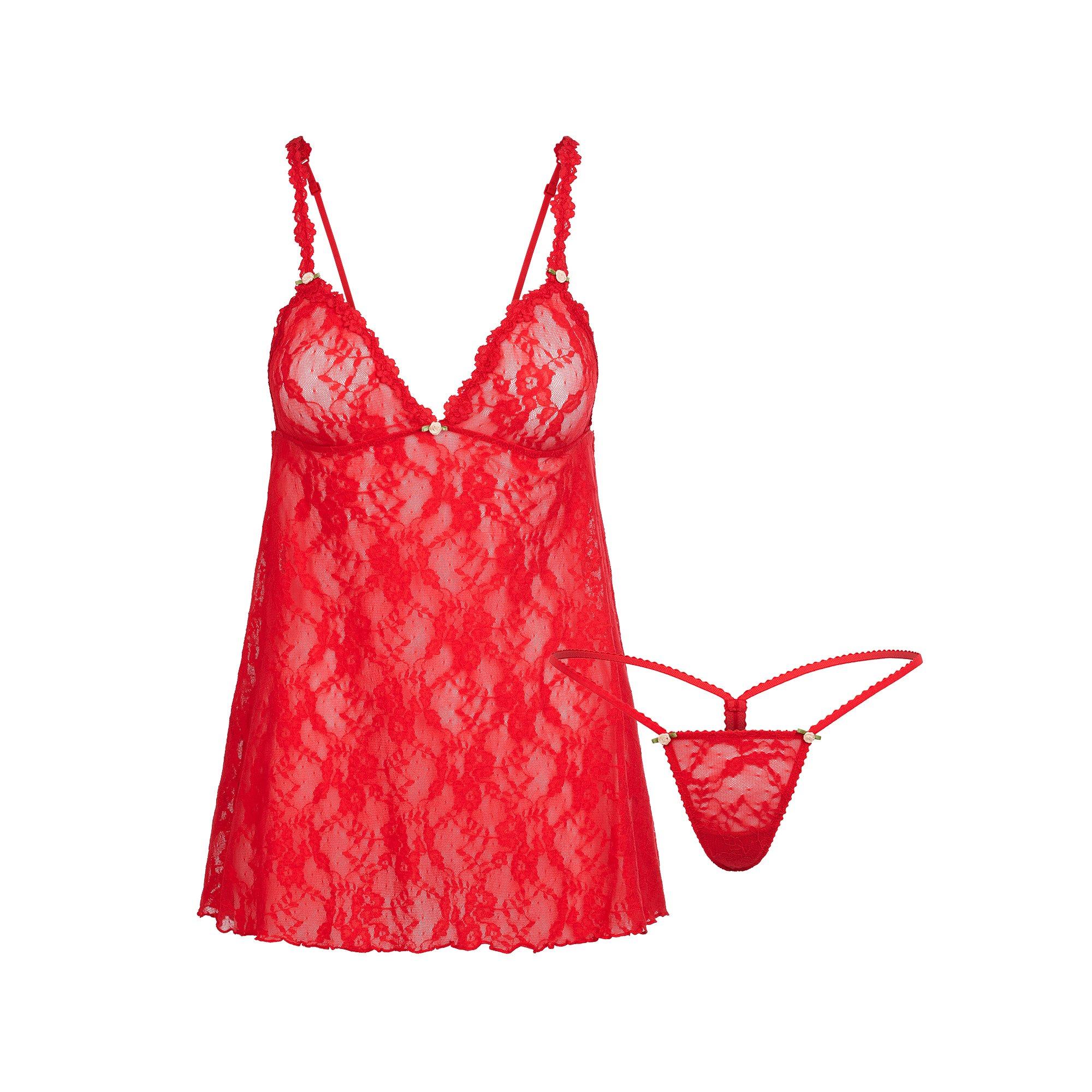 Red - SKIMS - Women's Stretch Lace Cami Pyjama Sets - 1