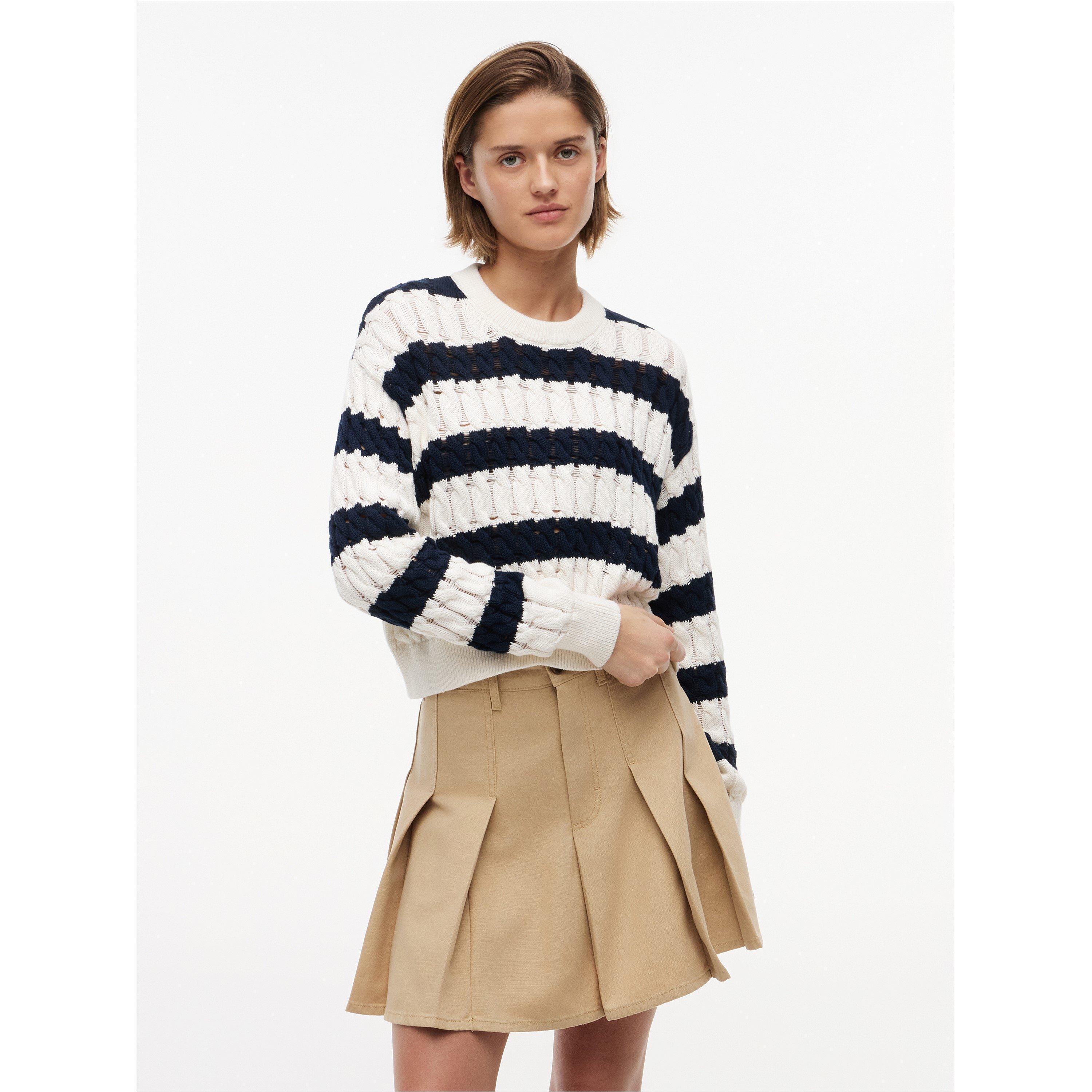 Navy/Stripe - Tommy Jeans - Women's Cable Knit Jumper - 2