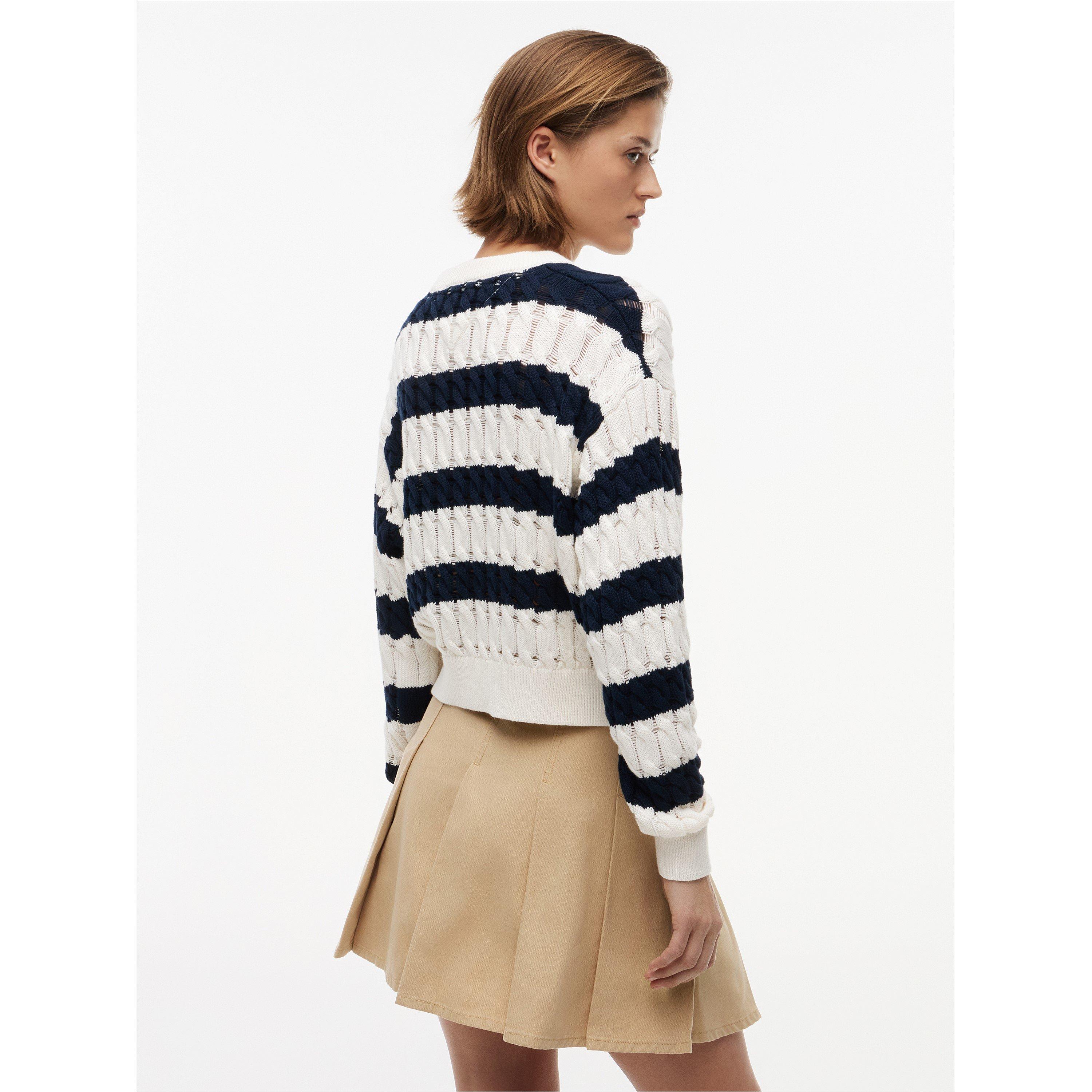 Navy/Stripe - Tommy Jeans - Women's Cable Knit Jumper - 5