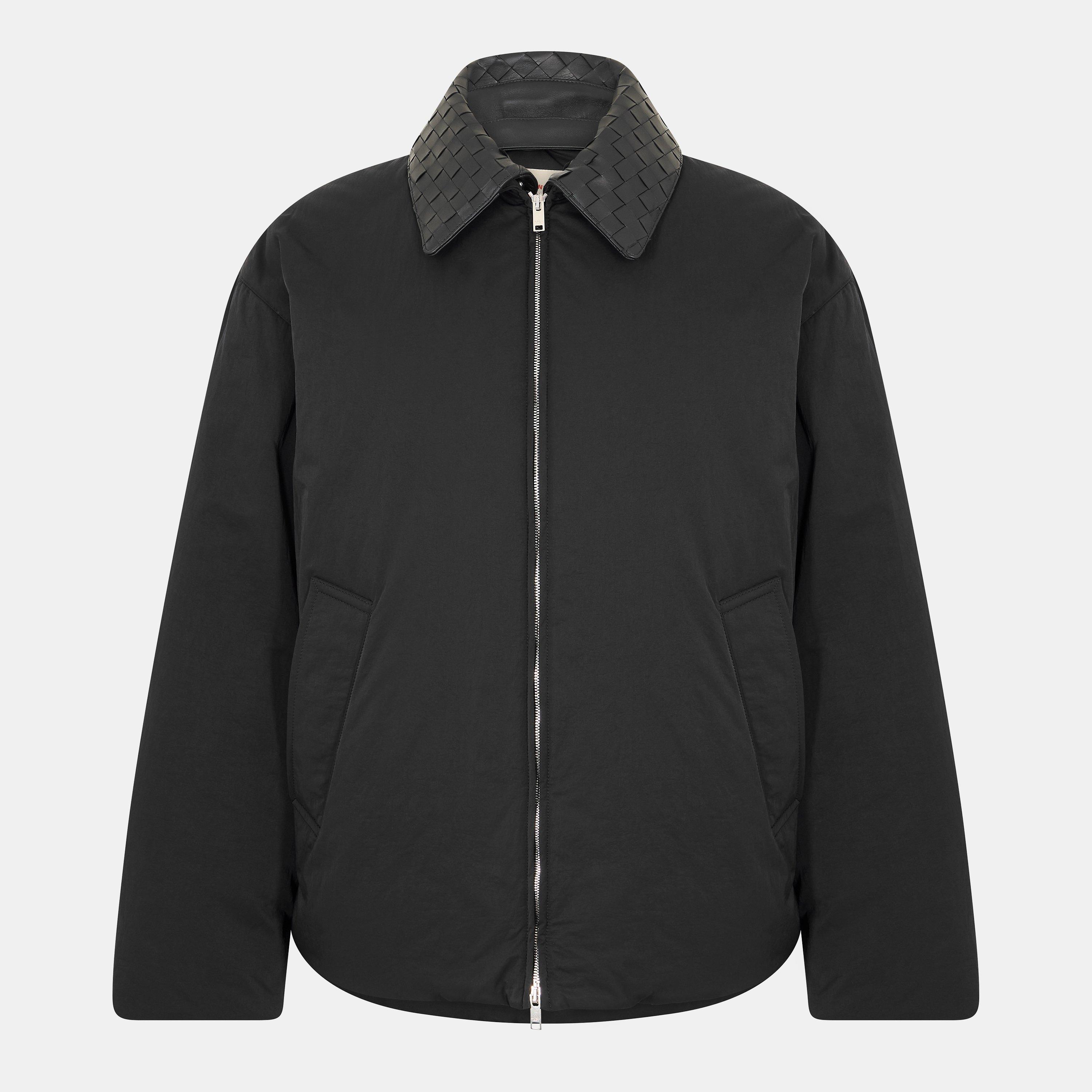 Black - Bottega Veneta - Men's Tech Hip Length Long Sleeve Medium Puffer Jacket - 1