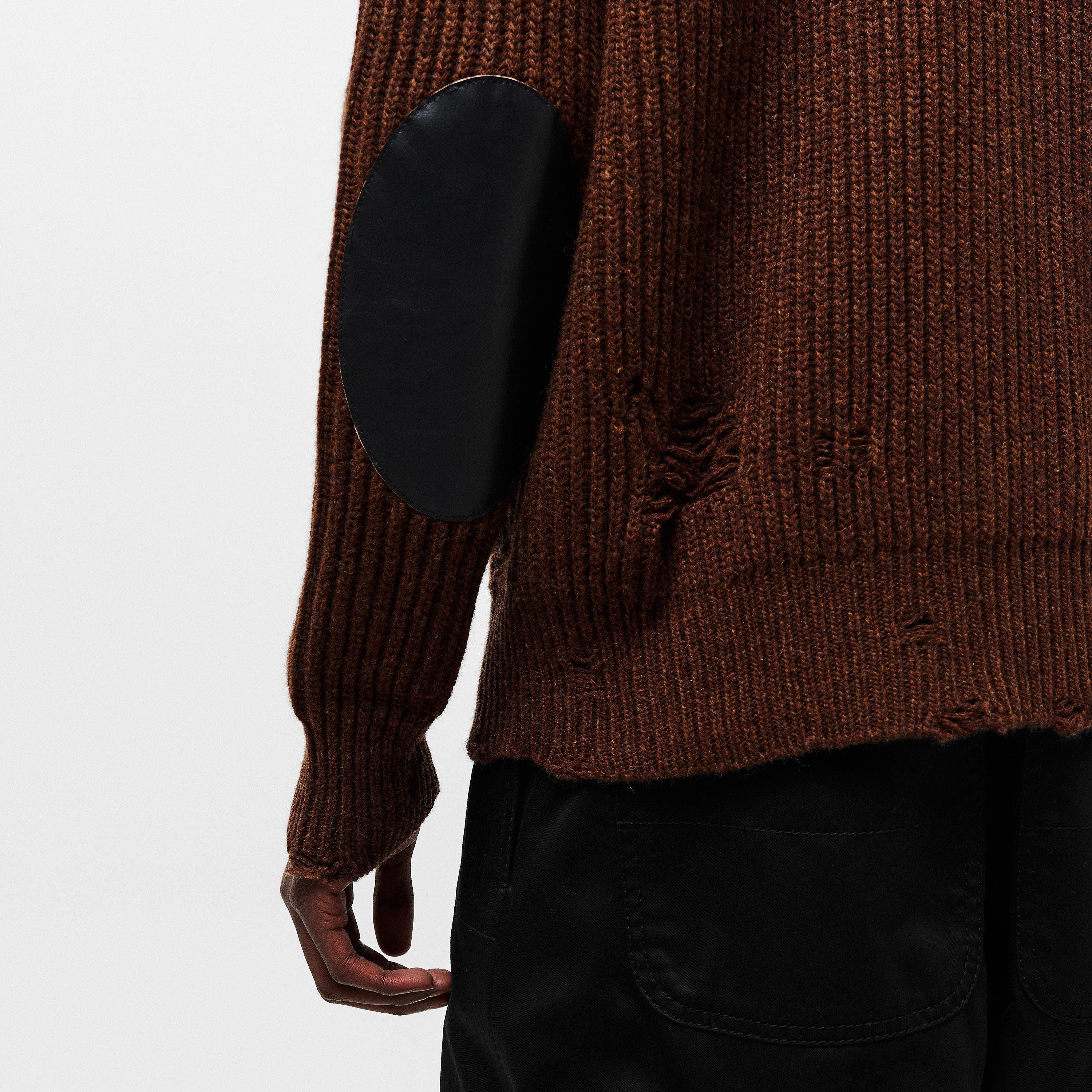 Brown Melange - MM6 Maison Margiela - Men's Zip-Through Knitted Cardigan - 5