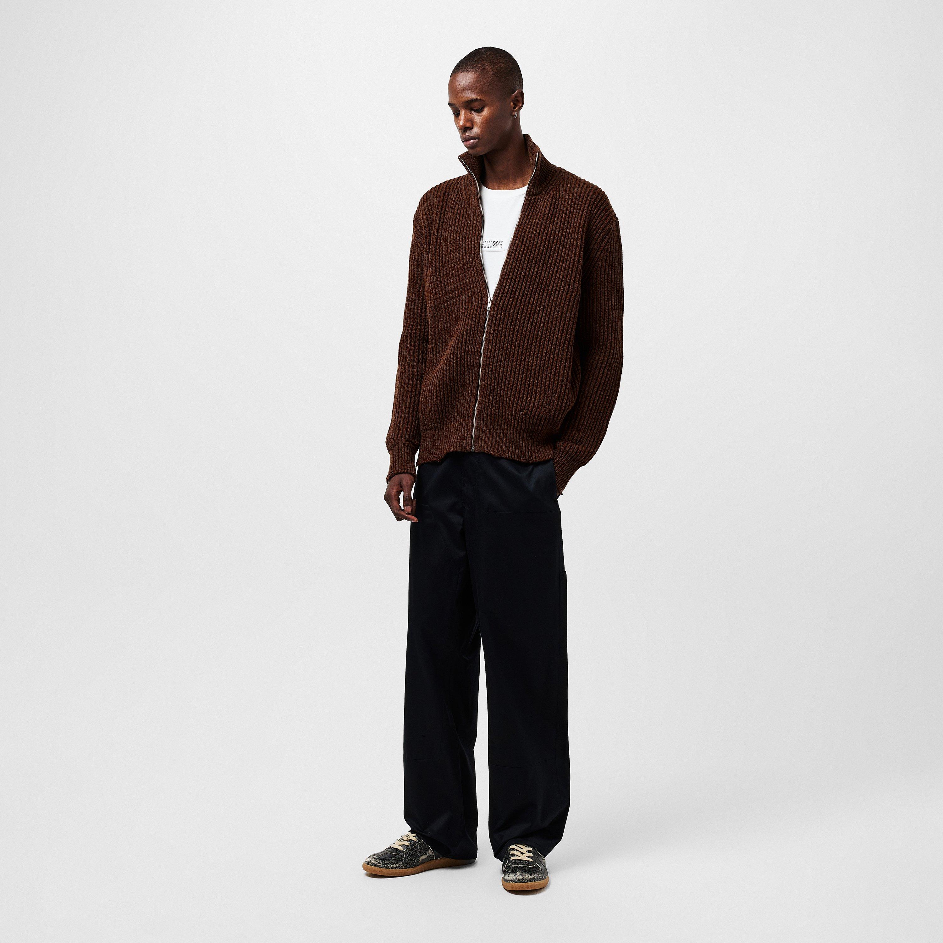 Brown Melange - MM6 Maison Margiela - Men's Zip-Through Knitted Cardigan - 6