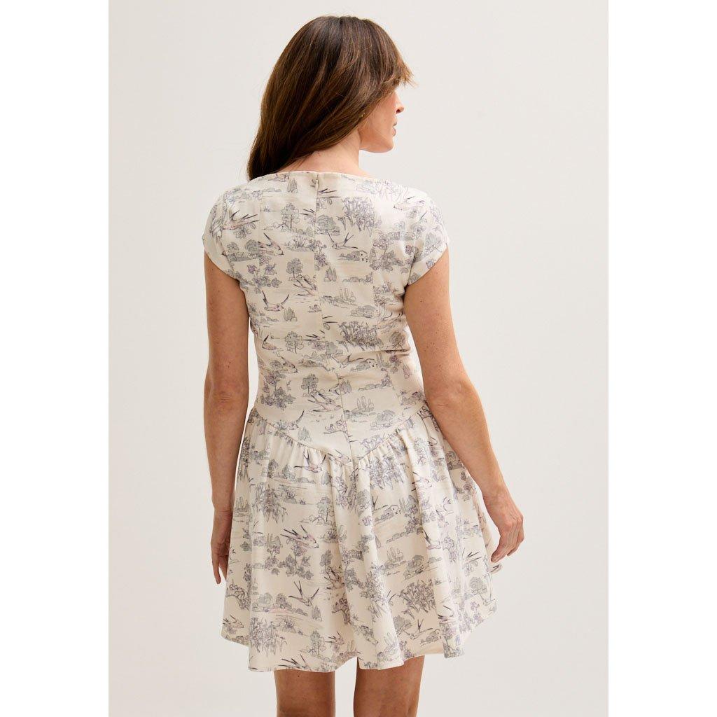 Ecru - Lily and Lionel - Heidy Corset Inspired Josephine Print Mini Dress In Cream - 6