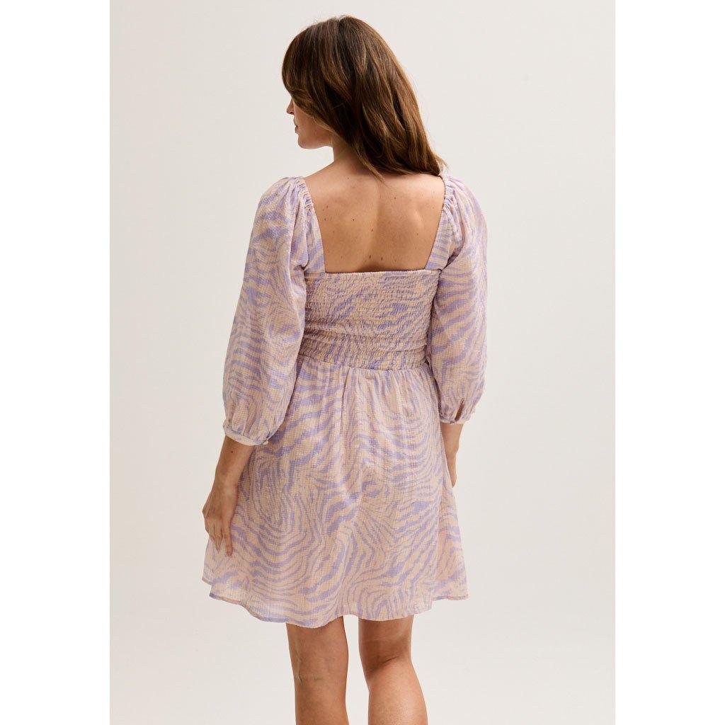 Purple - Lily and Lionel - Lucy Shirred Bodice Banana Check Print Mini Dress In Multi - 5