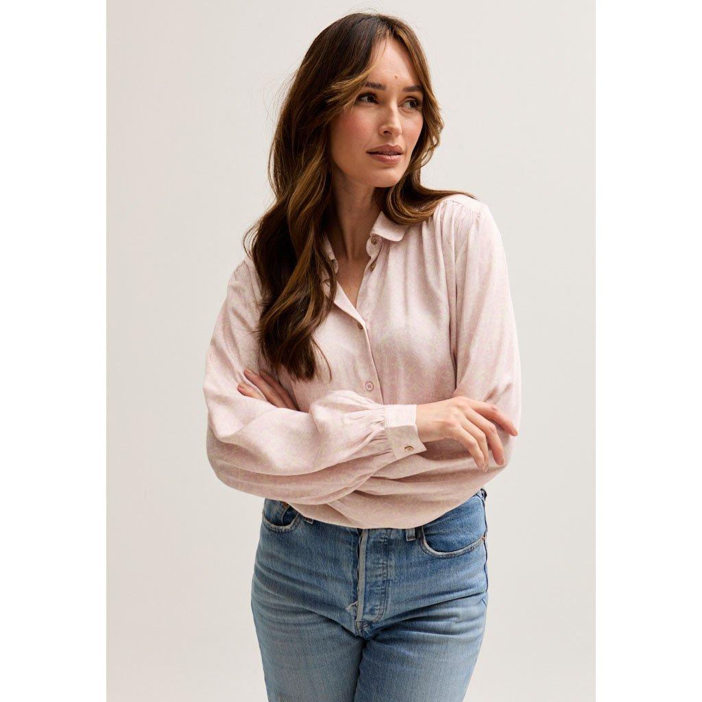 Pink - Lily and Lionel - Marrianne Peter Pan Collar Tonal Foulard Print Shirt In Blue - 4