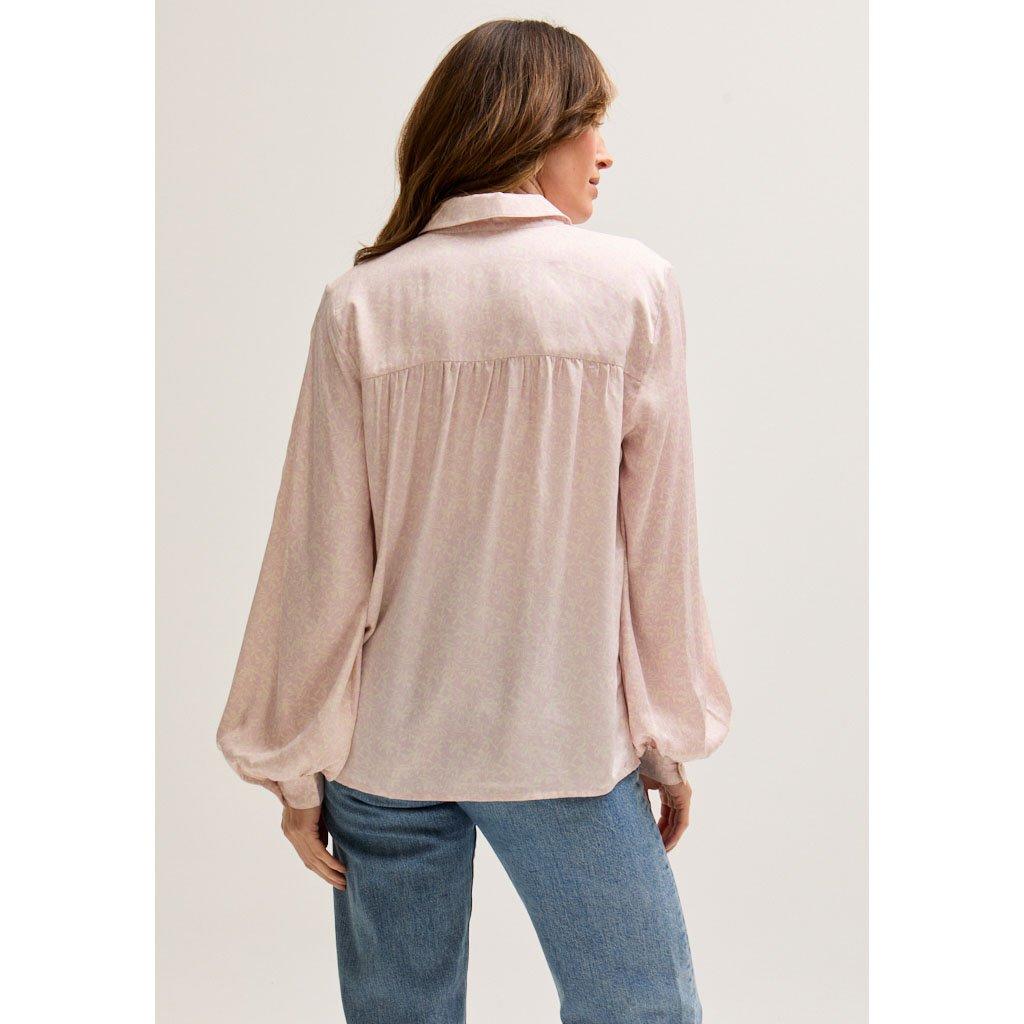 Pink - Lily and Lionel - Marrianne Peter Pan Collar Tonal Foulard Print Shirt In Blue - 5