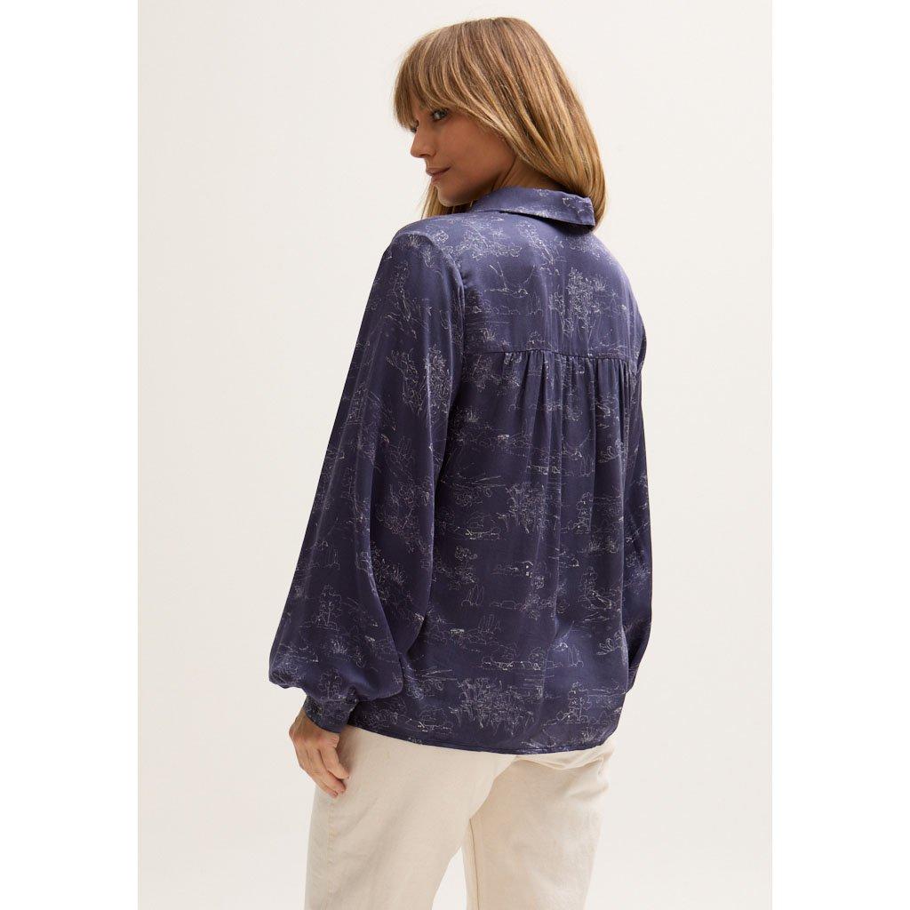 Blue Multi - Lily and Lionel - Marrianne Peter Pan Collar Tonal Foulard Print Shirt In Blue - 5