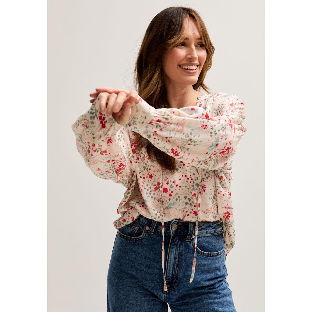 Cream Multi - Lily and Lionel - Rosetti Billowy Sleeves Wishing Well Print Blouse In Multi - 4