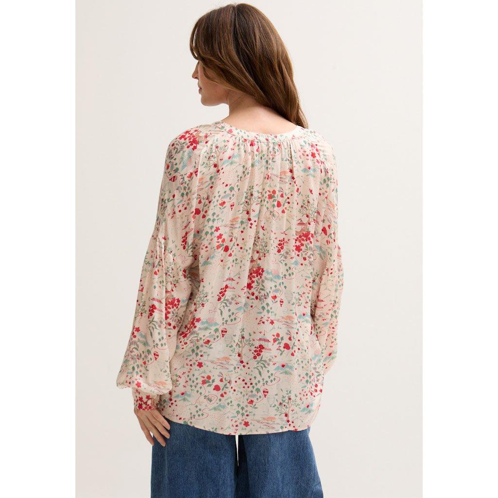 Cream Multi - Lily and Lionel - Rosetti Billowy Sleeves Wishing Well Print Blouse In Multi - 6