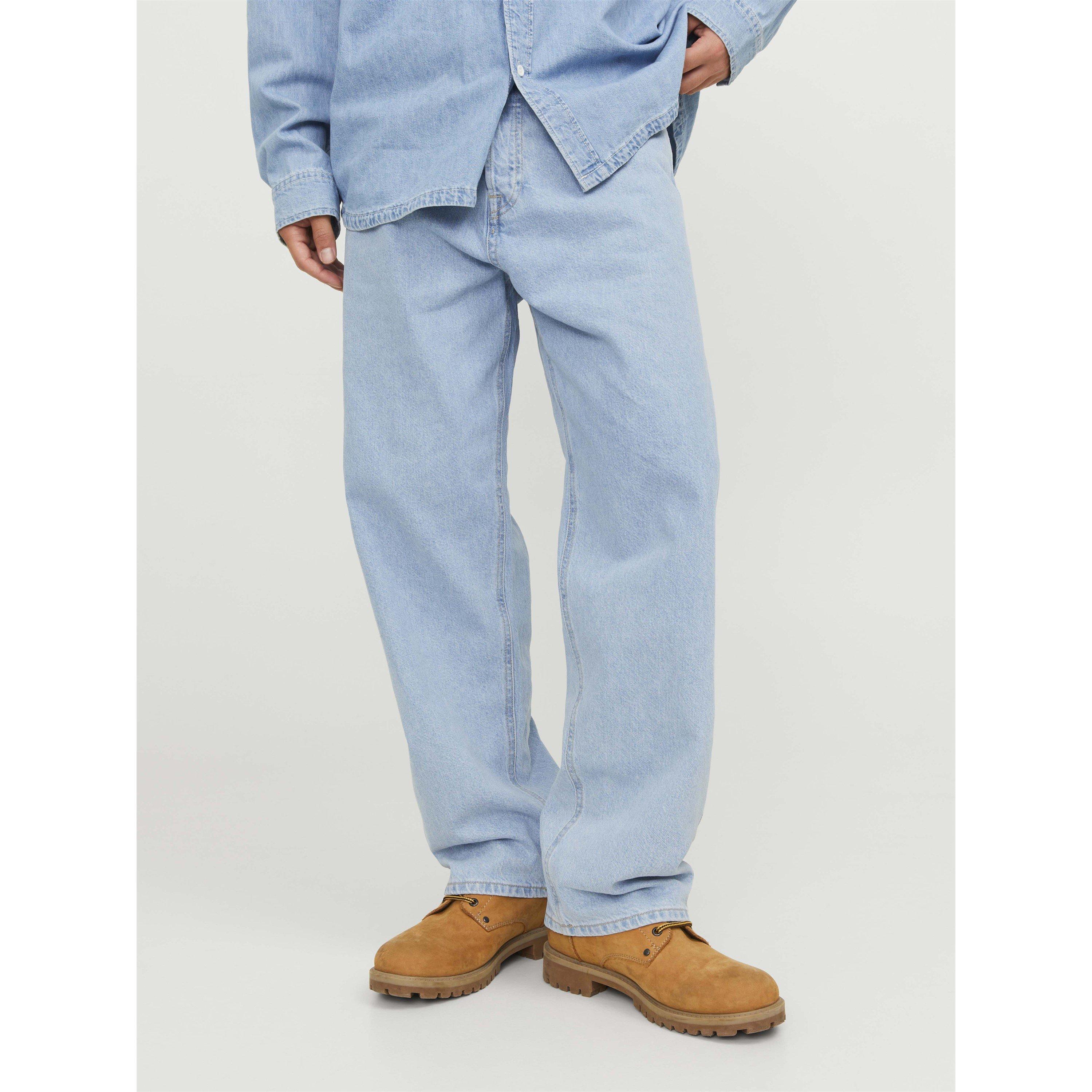 Blue Denim - Jack and Jones - Men's Alex Original Cotton High-Waisted Wide-Leg Jeans - 3