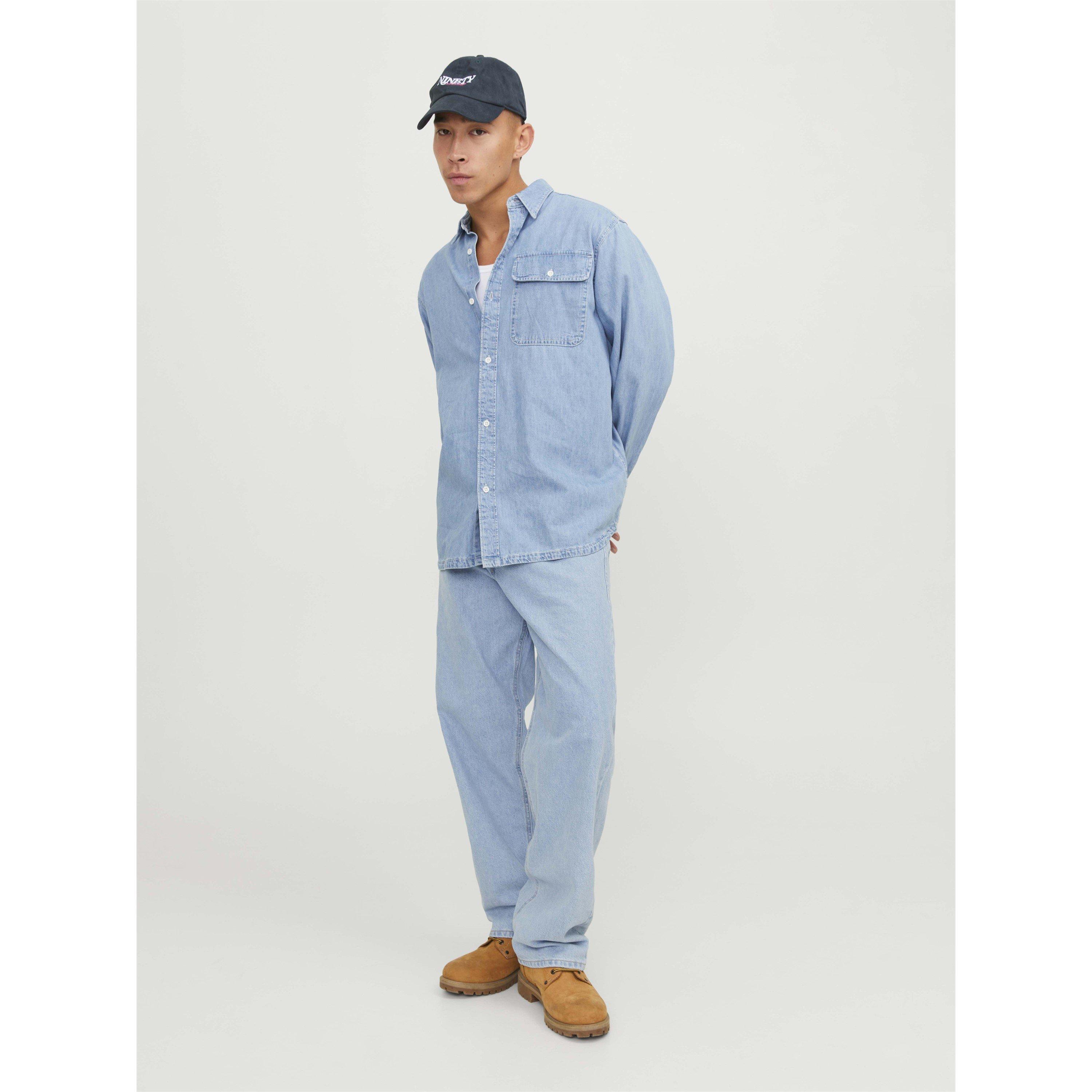Blue Denim - Jack and Jones - Men's Alex Original Cotton High-Waisted Wide-Leg Jeans - 6