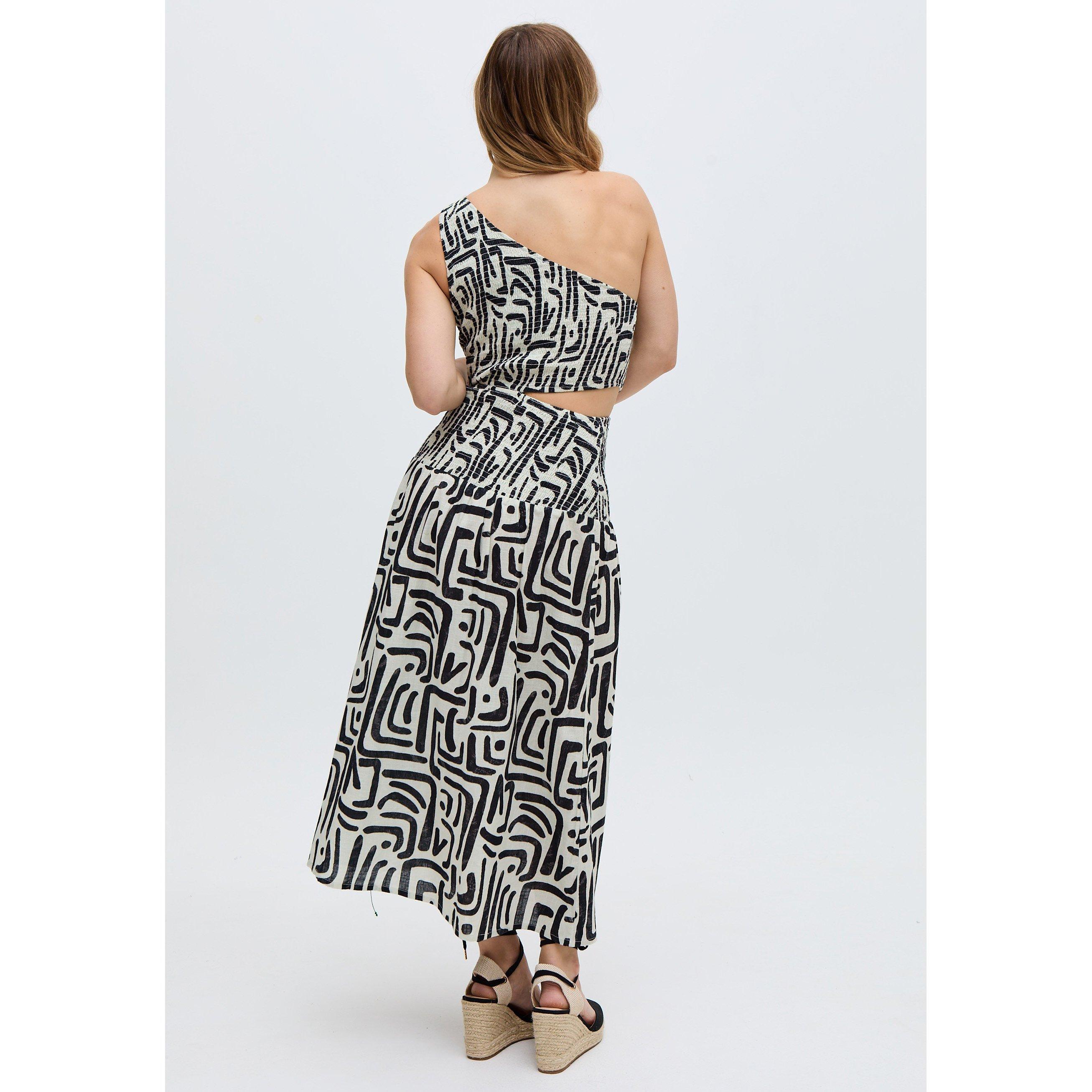 Mono - Raffya - Jazz Jersey One Shoulder Warhol Print Midi Dress in Black - 5