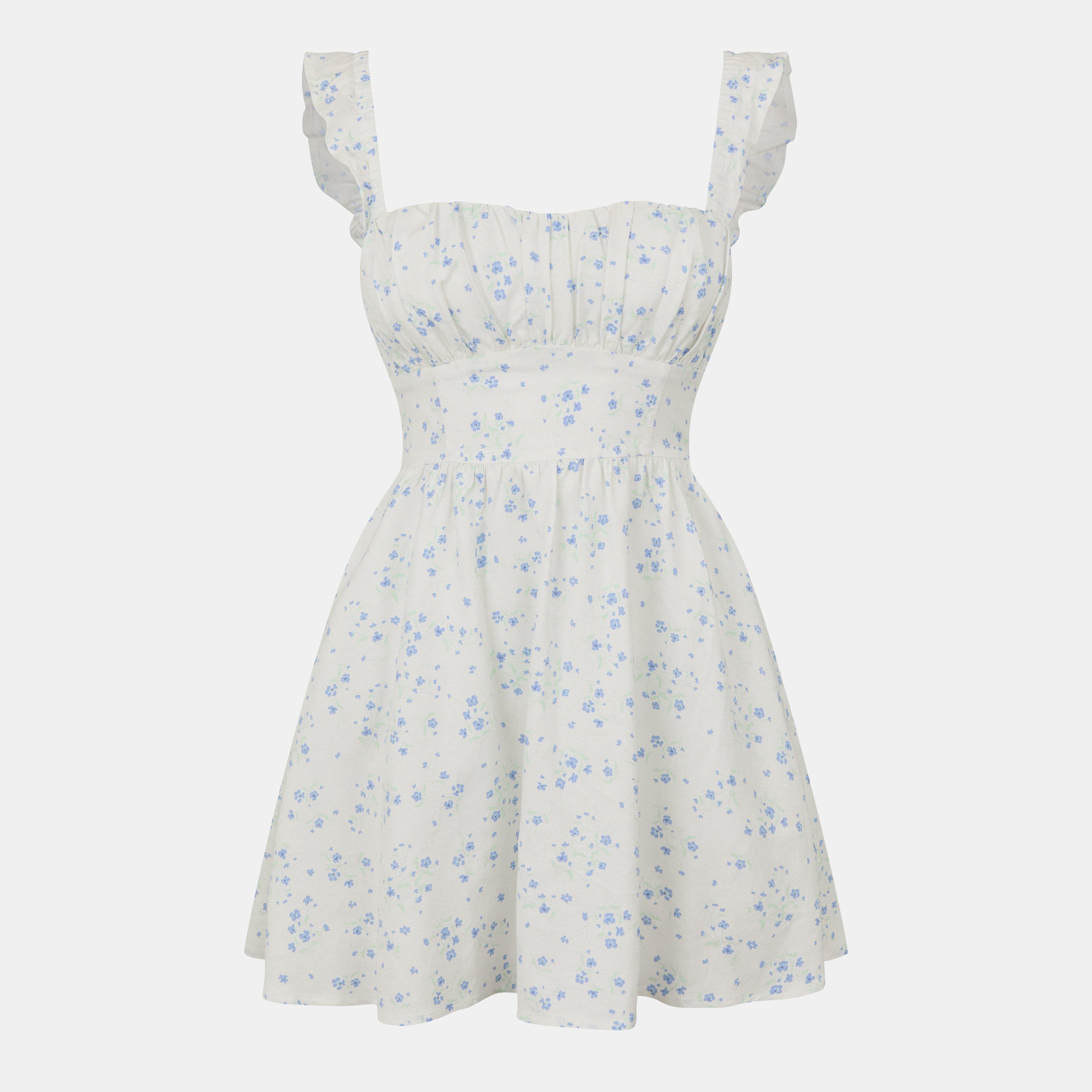 White/Blue Dits - Jack Wills - Patterned Tie Back Dress - 1