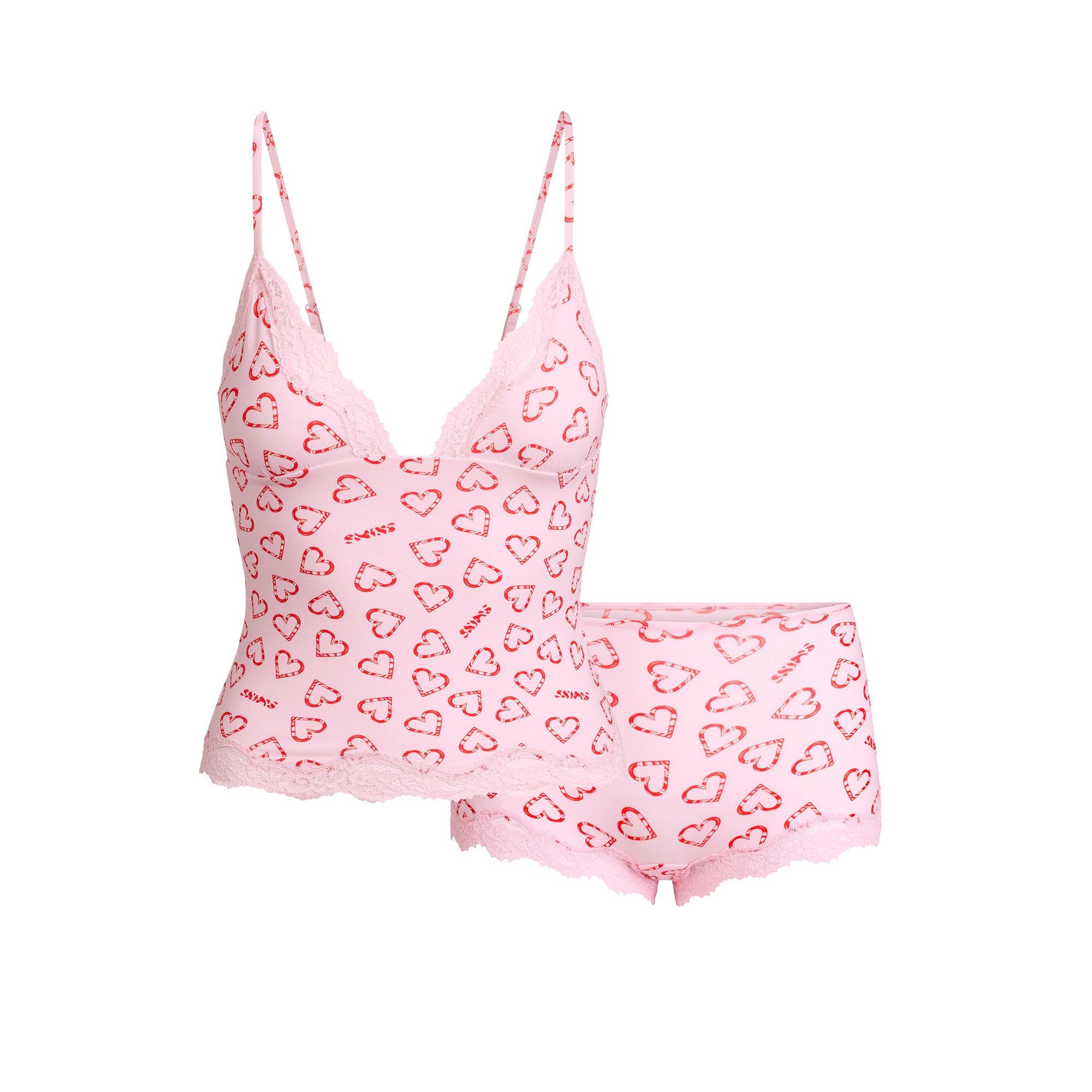 SKIMS Women’s Fits Everybody Lace Cami and Boyshort Set - Candy Hearts - Size 18 (2XL)