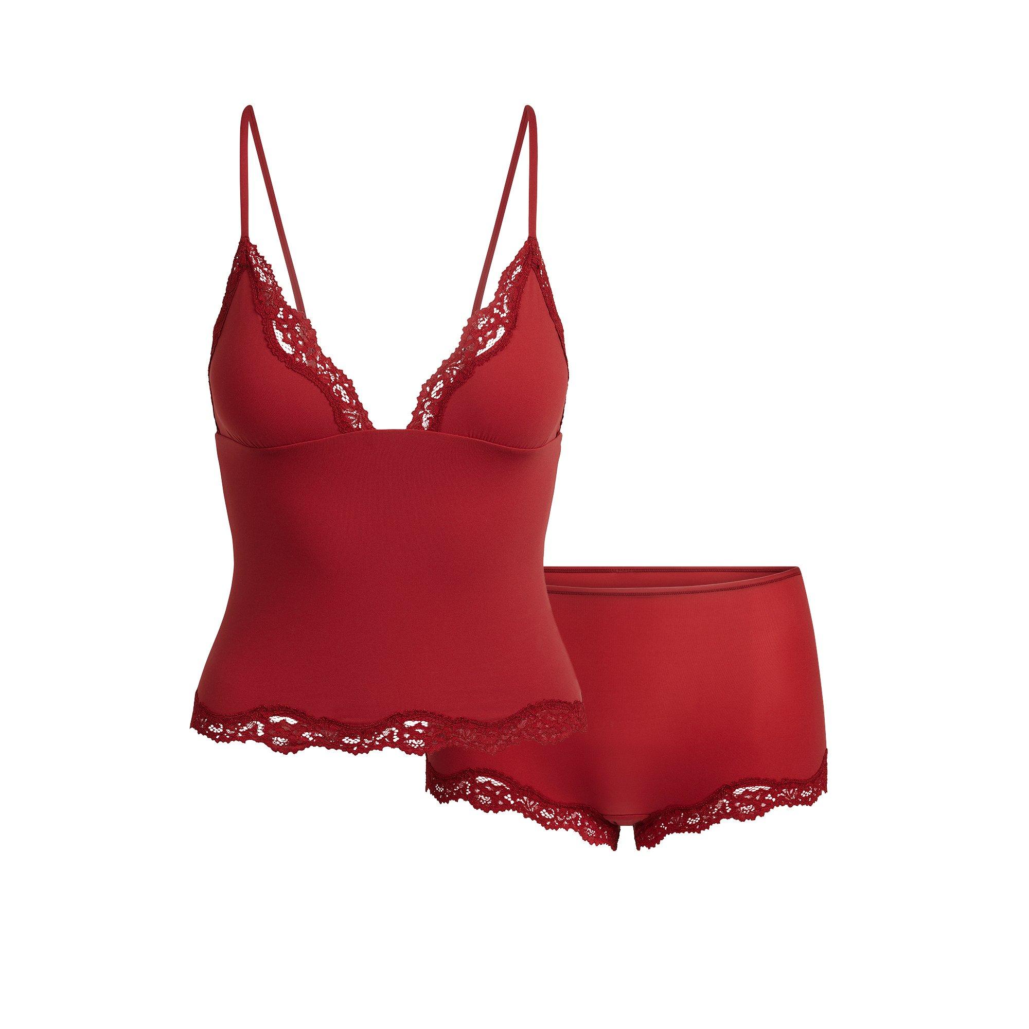 SKIMS Women’s Fits Everybody Lace Cami and Boyshort Set - Brick - Size 18 (2XL)