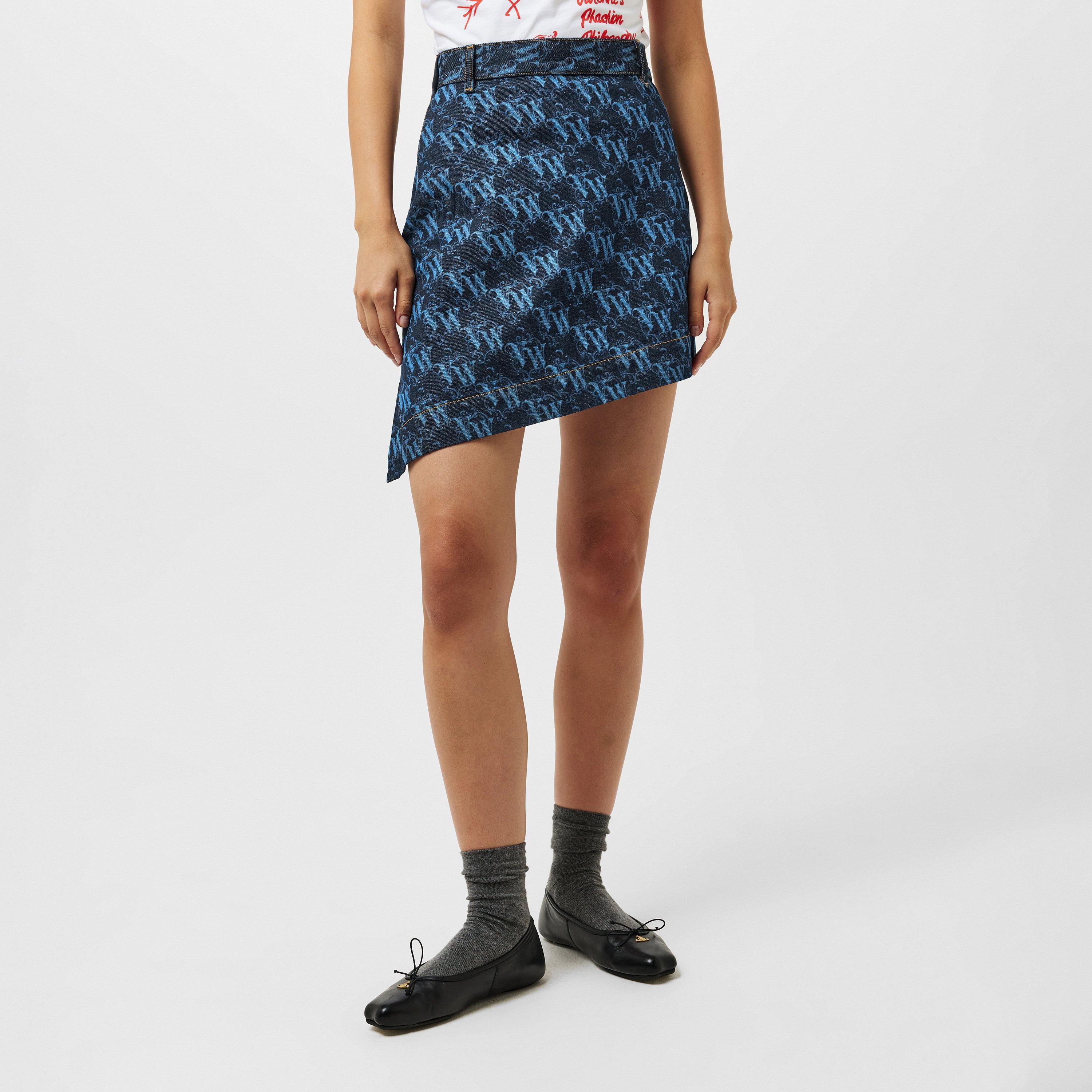 Vw Frame - Vivienne Westwood - Women's Viv Logo Denim Skirt - 3