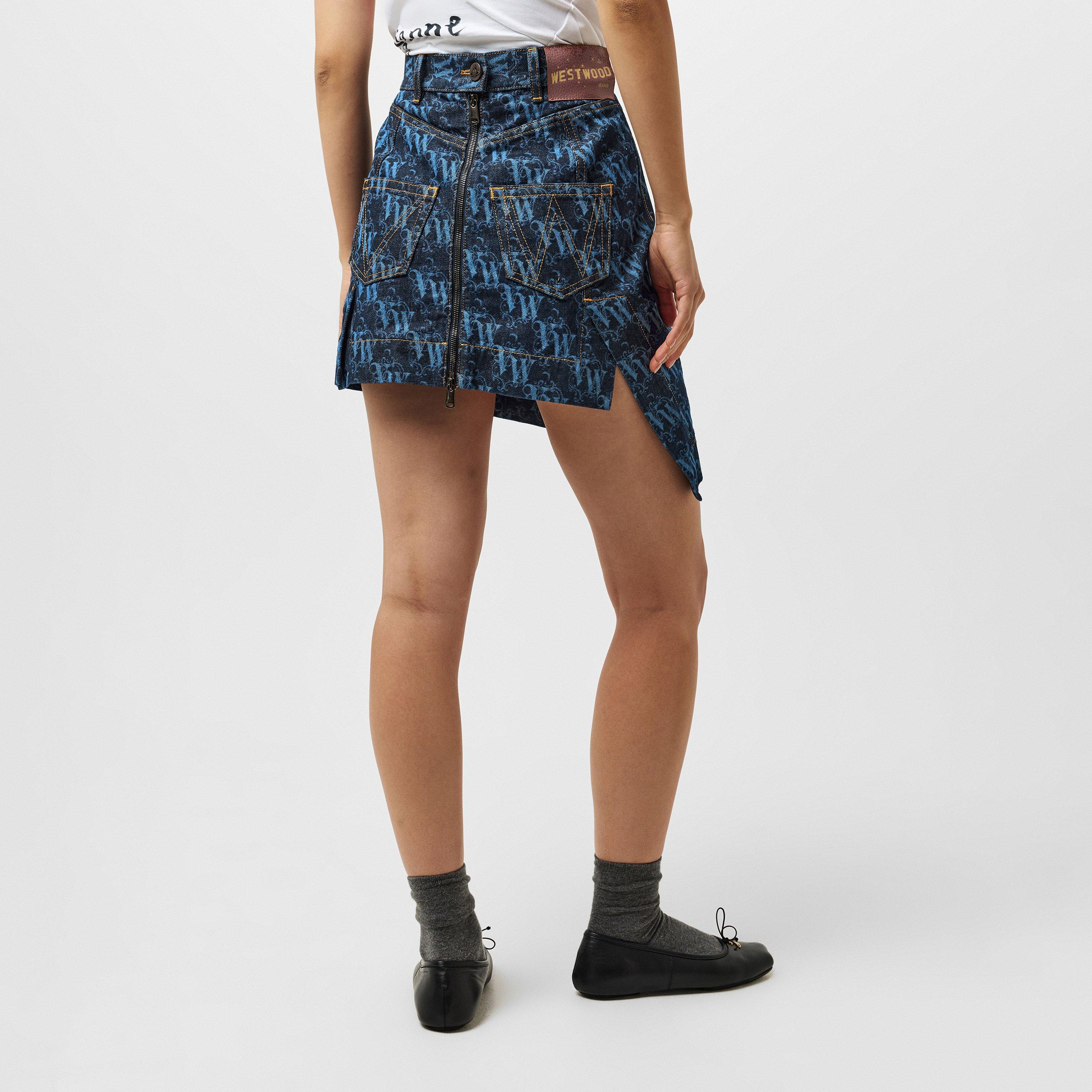 Vw Frame - Vivienne Westwood - Women's Viv Logo Denim Skirt - 4