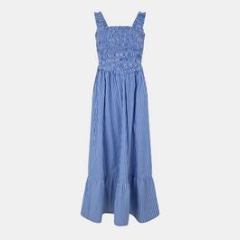Jack Wills Shirred Striped  Maxi Dress