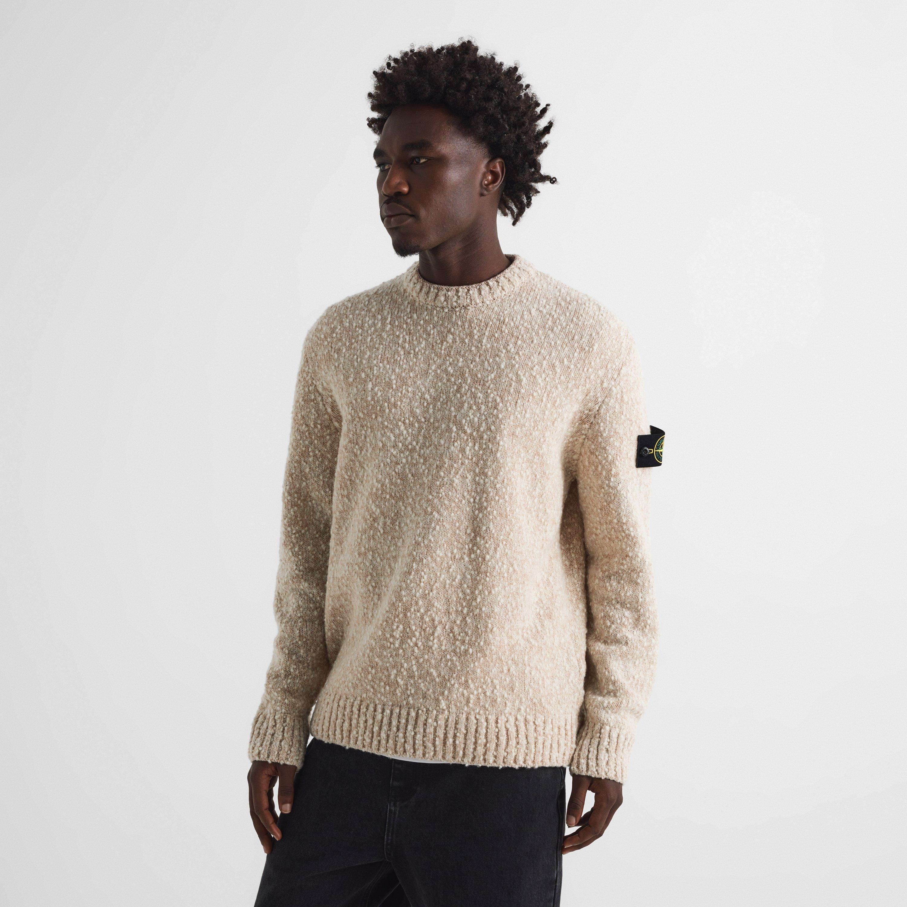 Biscuit V0M94 - Stone Island - Men's Wool Crew Chunky-Knit Jumper - 3