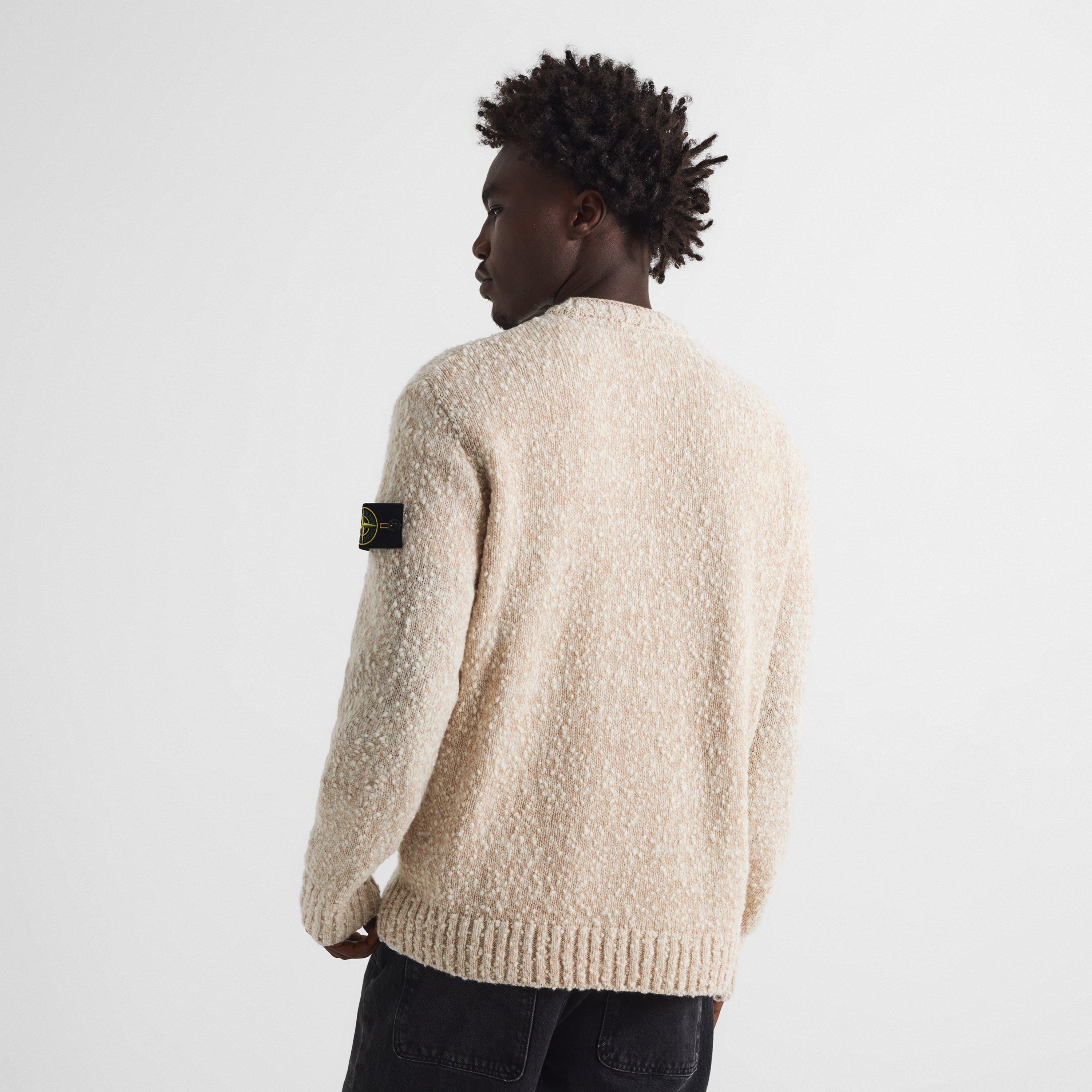 Biscuit V0M94 - Stone Island - Men's Wool Crew Chunky-Knit Jumper - 4