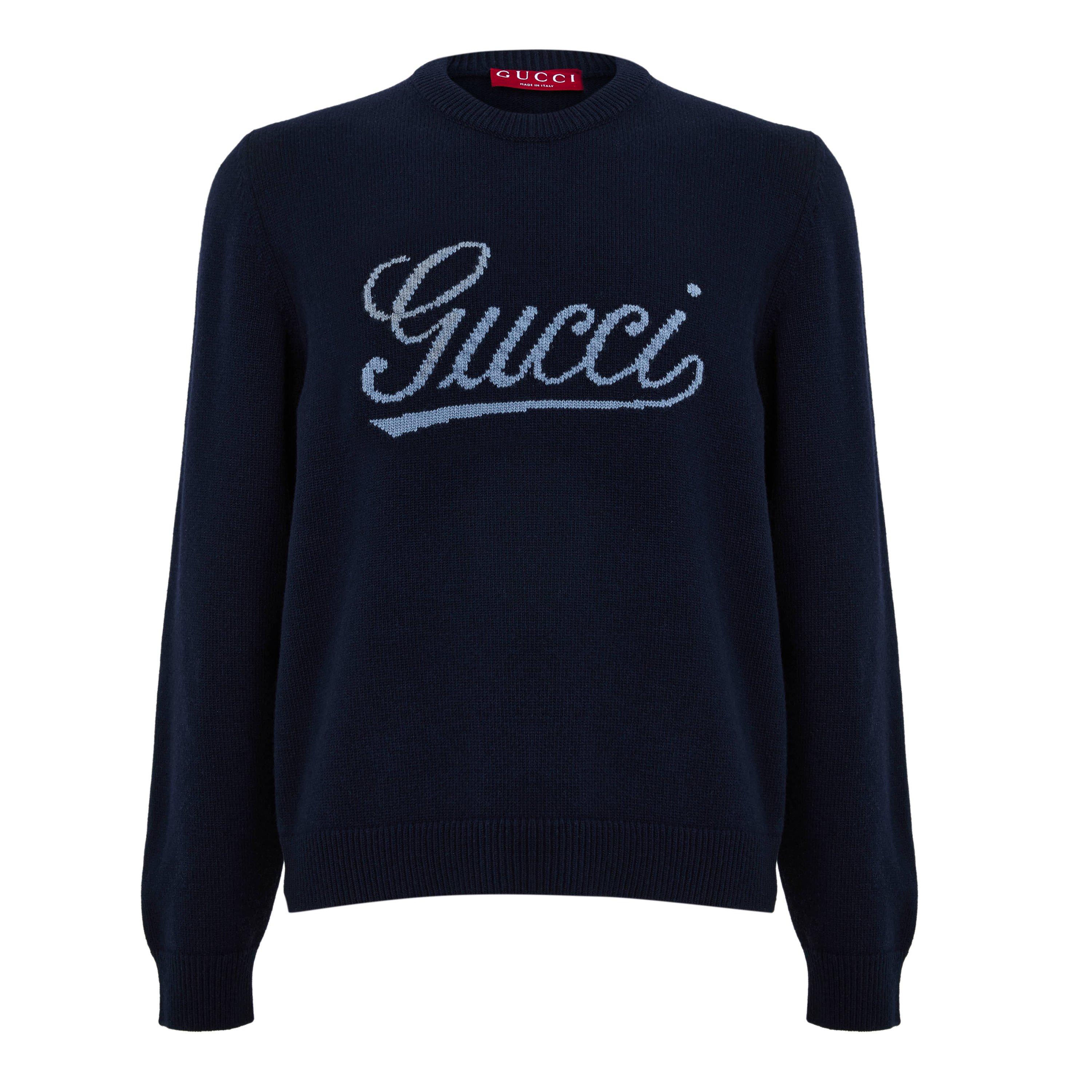 Gucci Men's Long Sleeve Crew Neck Jumper - Blue/Grey - S
