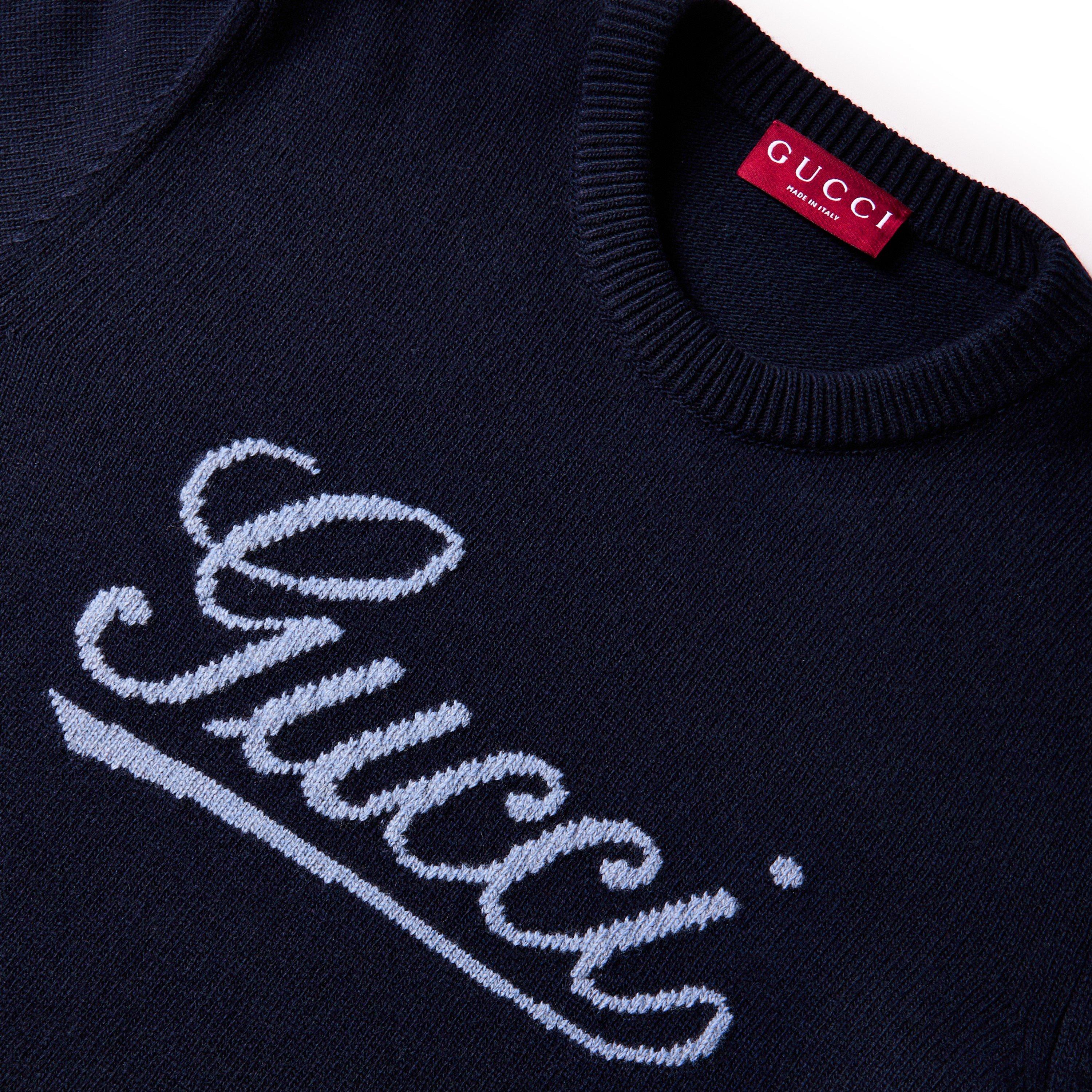 Blue/Grey - Gucci - Men's Long Sleeve Crew Neck Jumper - 5