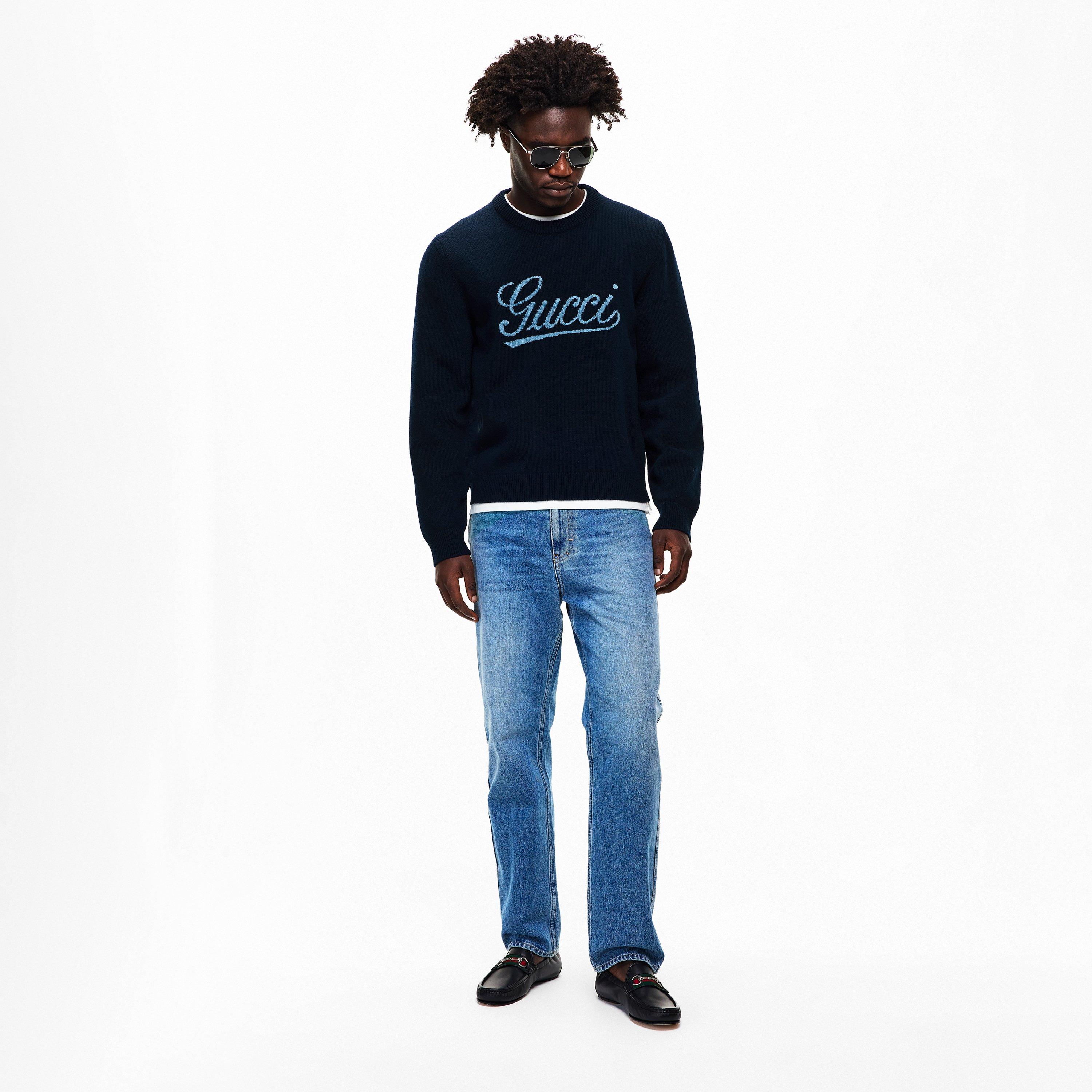 Blue/Grey - Gucci - Men's Long Sleeve Crew Neck Jumper - 6