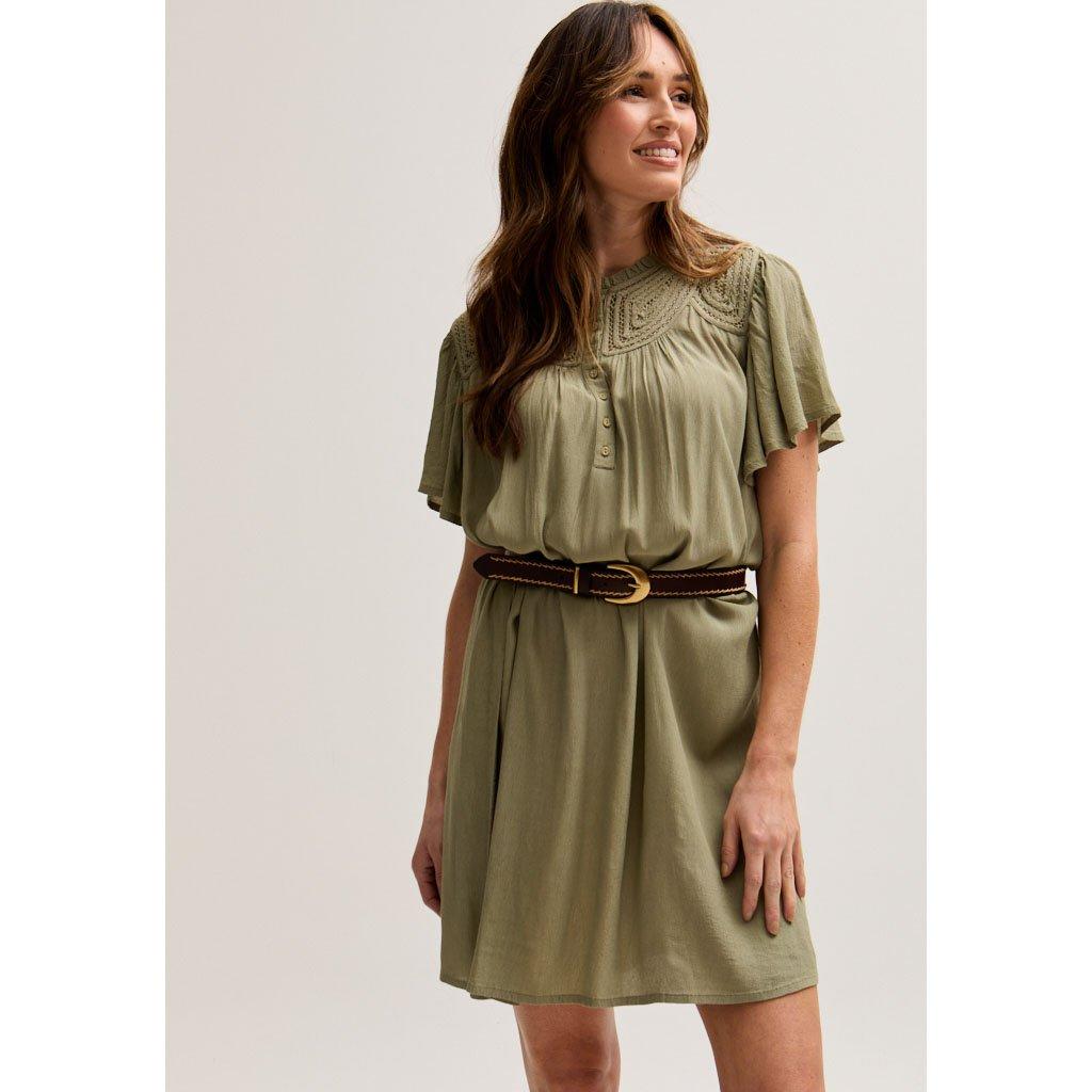 Green - Lily and Lionel - Roma Angel Sleeve Mini Dress In Green - 3