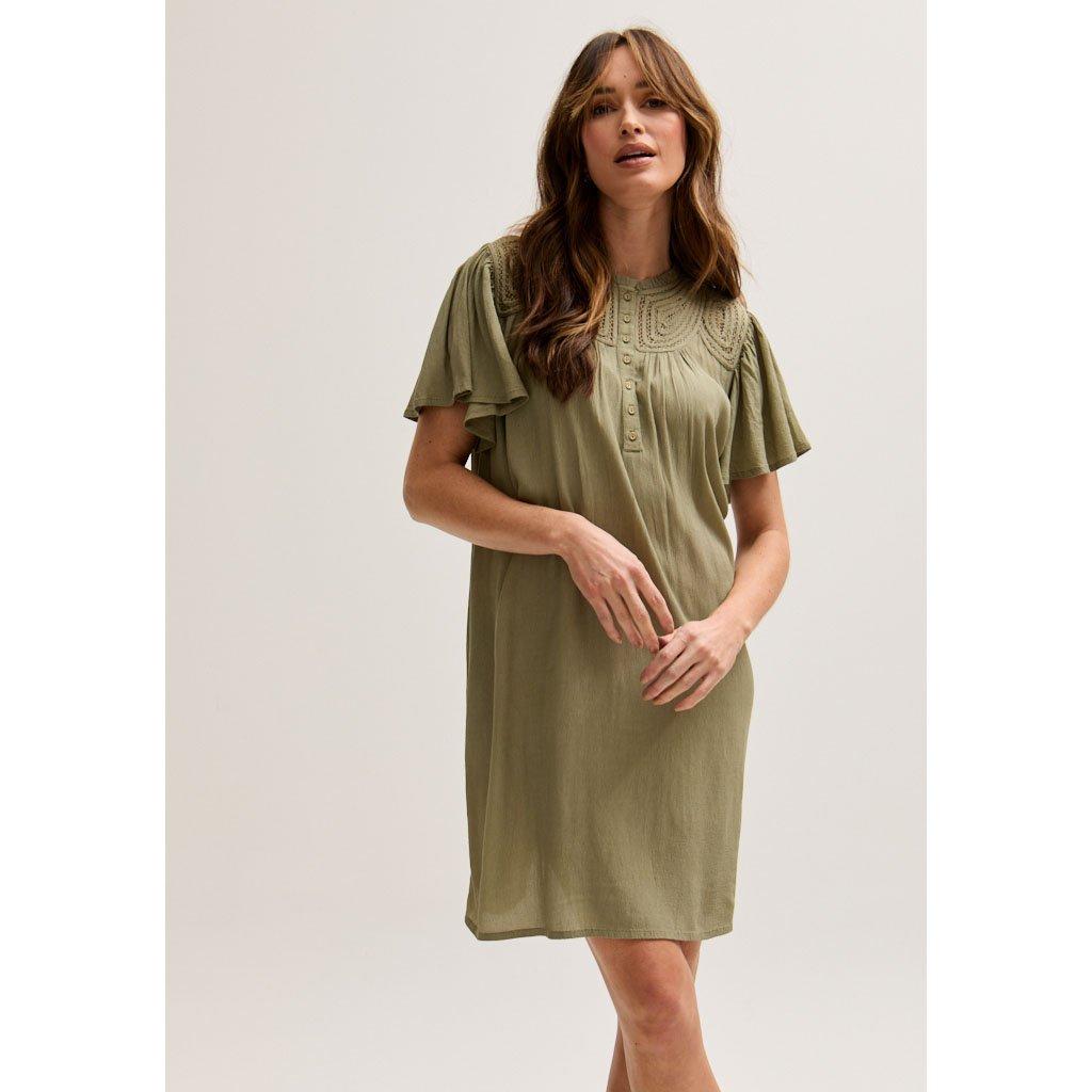 Green - Lily and Lionel - Roma Angel Sleeve Mini Dress In Green - 4