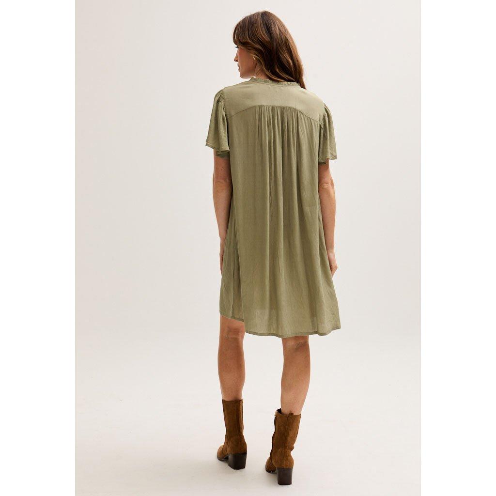 Green - Lily and Lionel - Roma Angel Sleeve Mini Dress In Green - 5