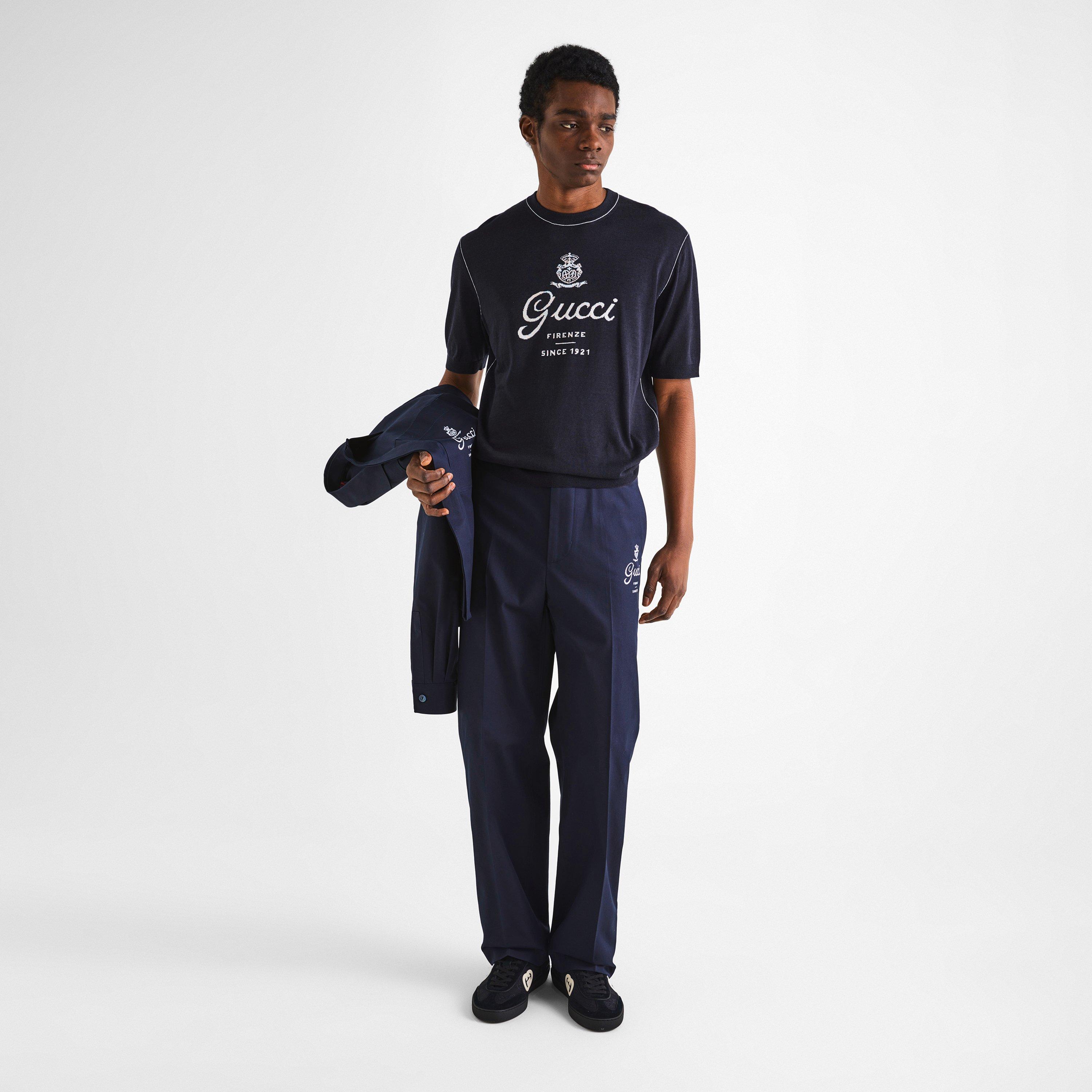 Gucci | Men's Short-Sleeve Crew-Neck Wool Knitted T-Shirt | Flannels