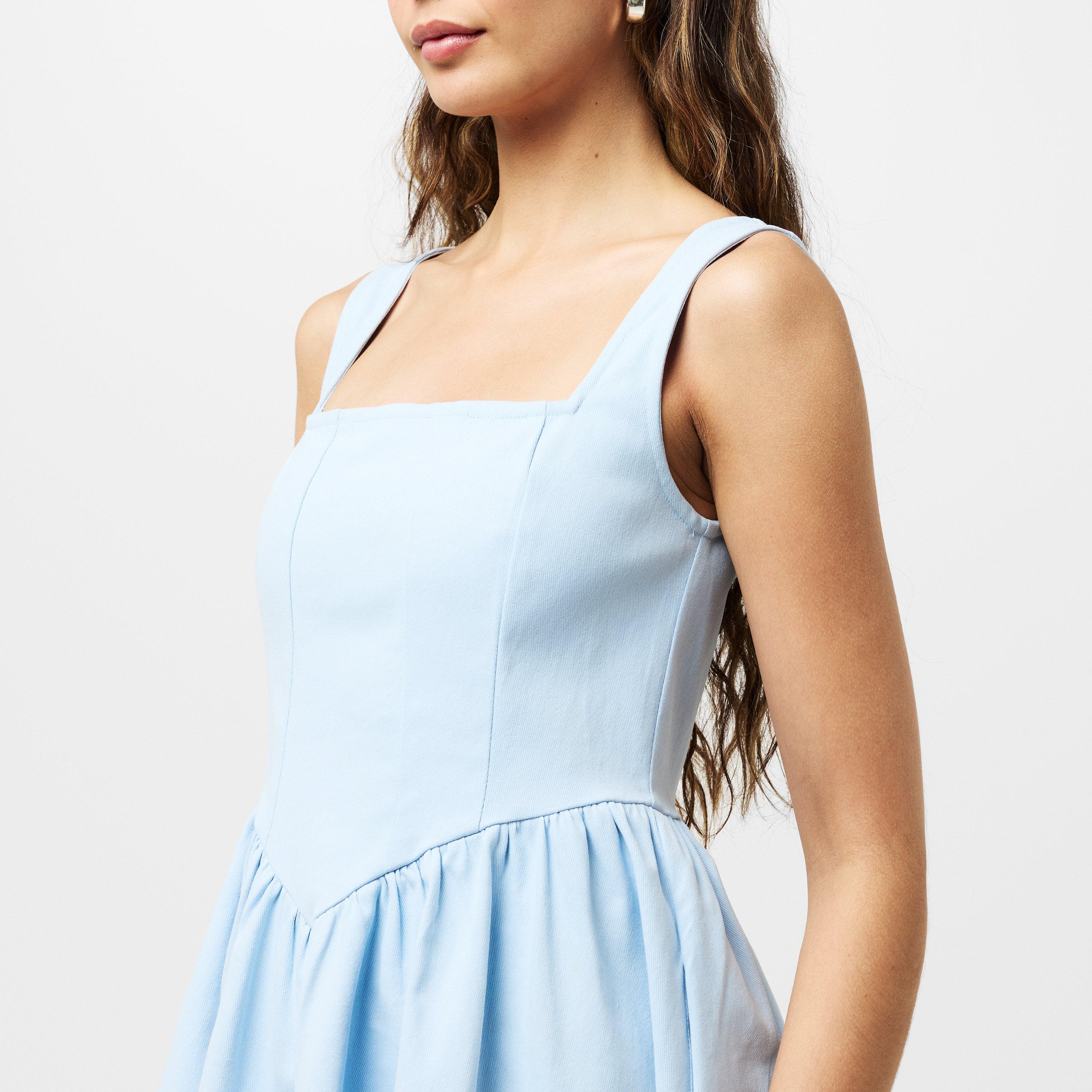 Light Blue - Lily and Lionel - Hayley Corset Inspired Josephine Print Midi Dress In Cream - 5