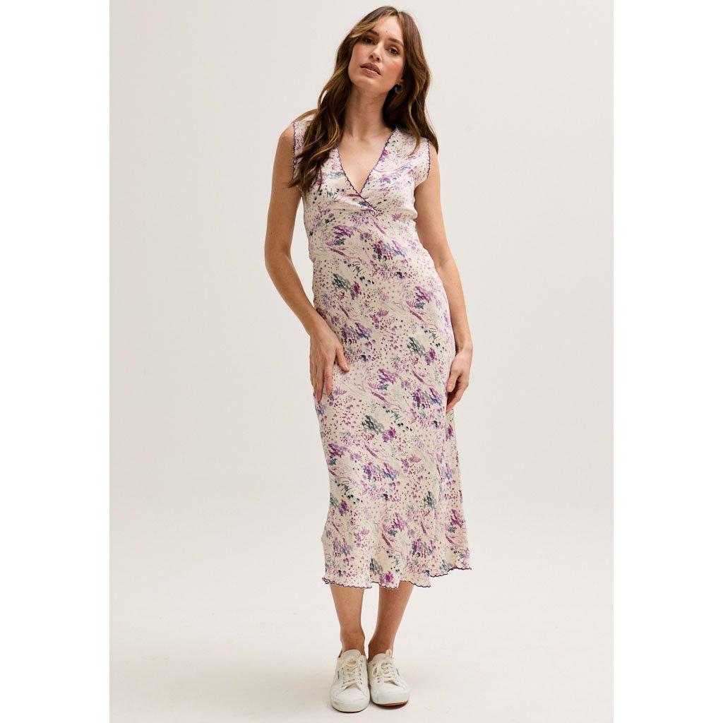 Neutral - Lily and Lionel - Zola Bias Cut Wonderland Print Midi Dress In Multi - 2