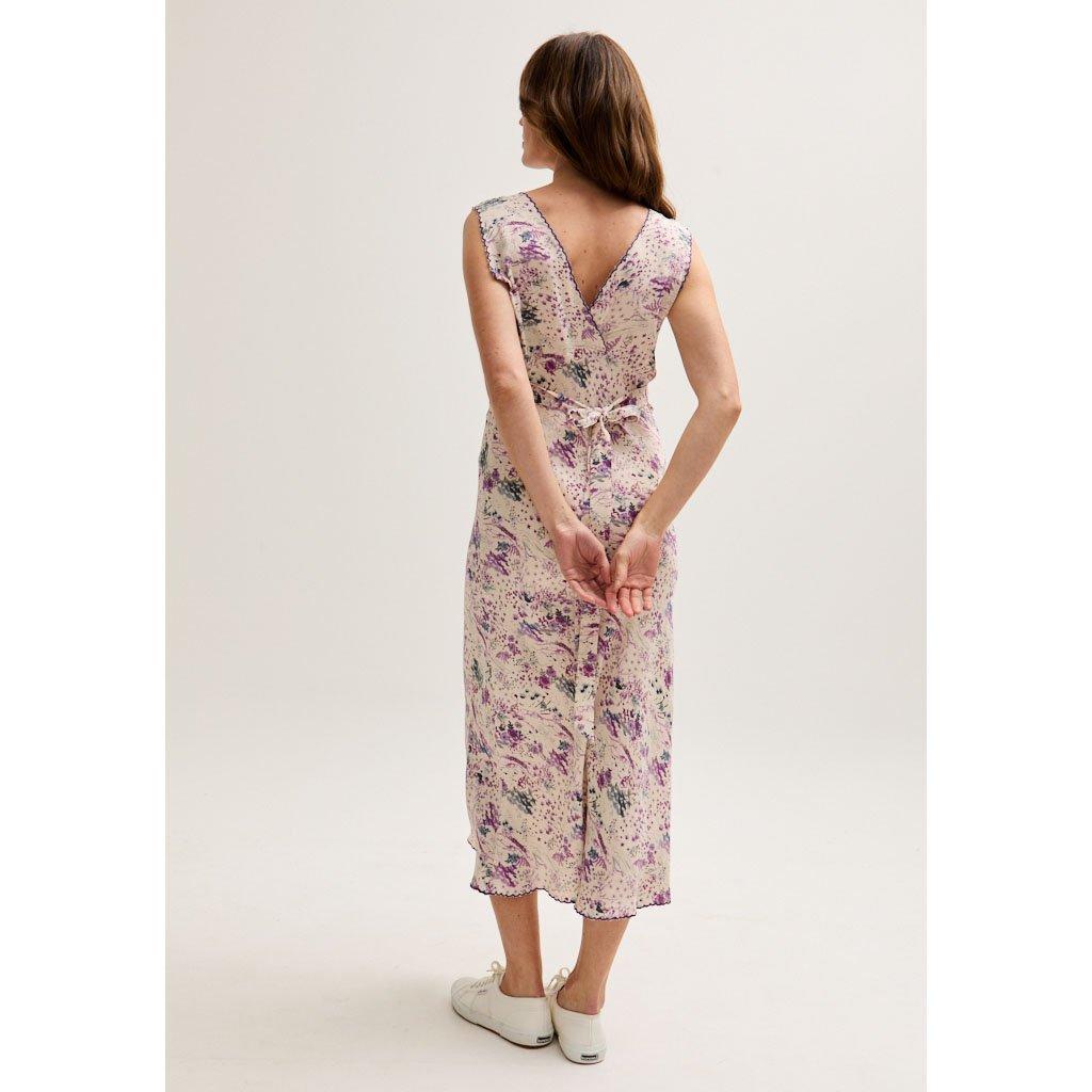 Neutral - Lily and Lionel - Zola Bias Cut Wonderland Print Midi Dress In Multi - 5