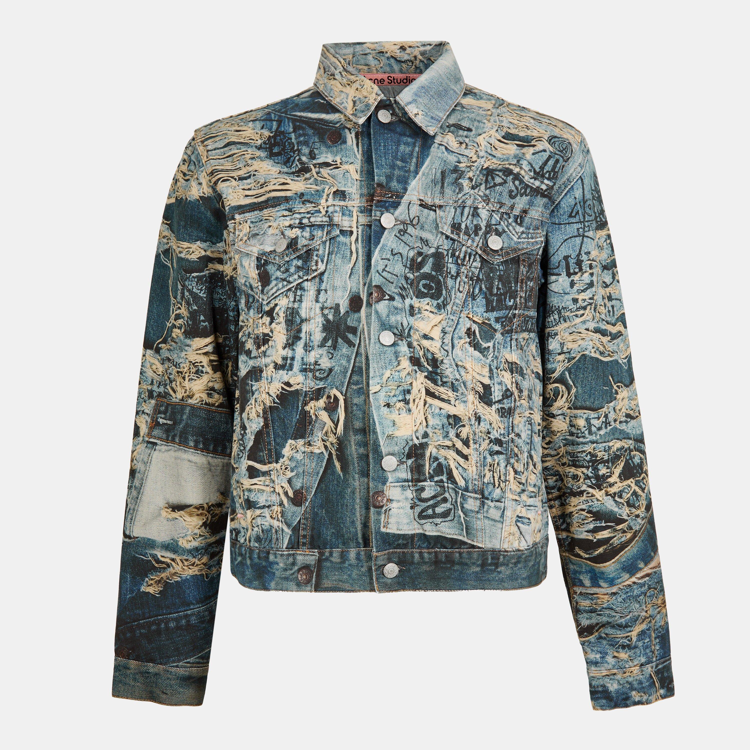 Acne Studios Mens Trompe-LOeil Denim Jacket - Multi - Size M (48)