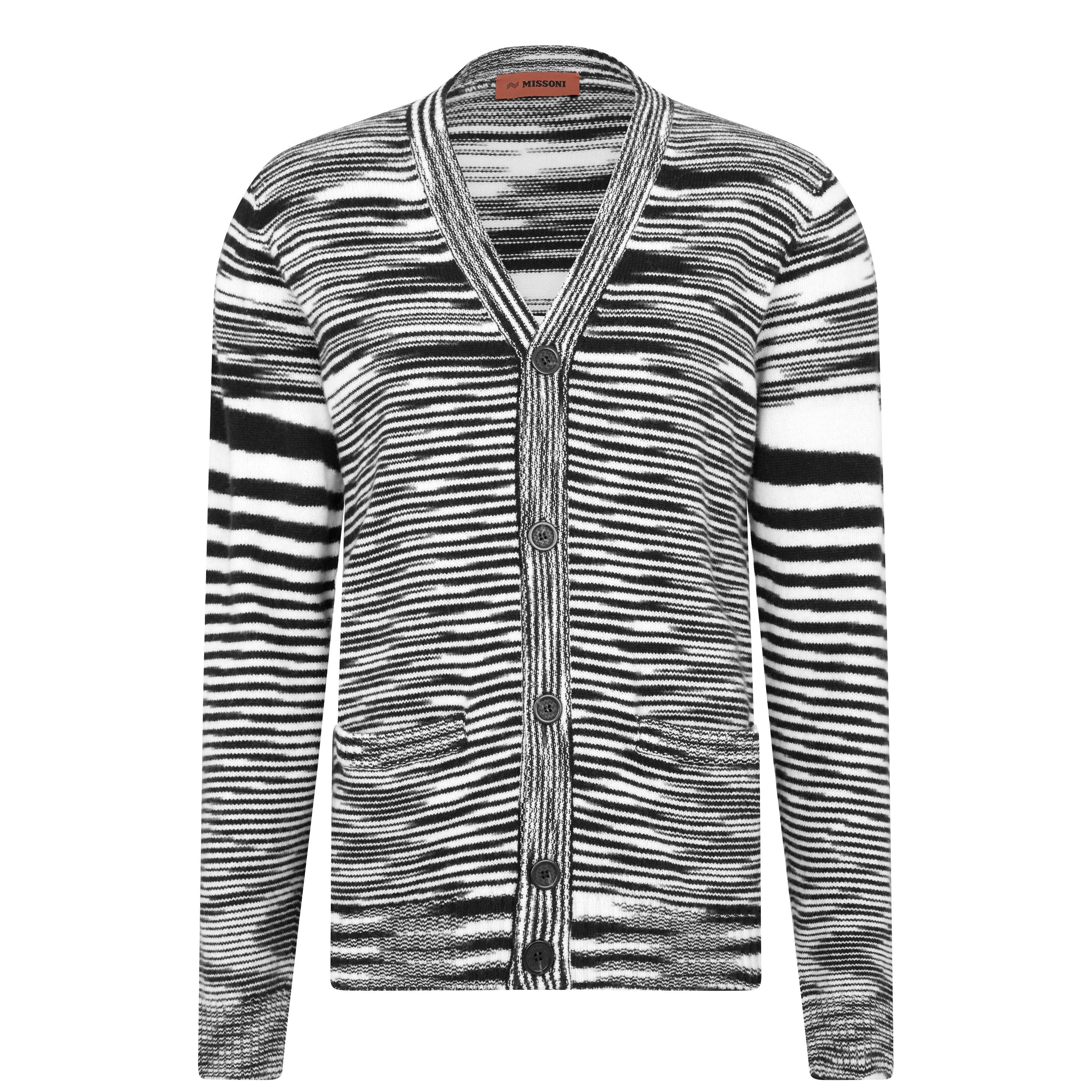 Whi/Black F9026 - Missoni - Striped Cardigan - 1