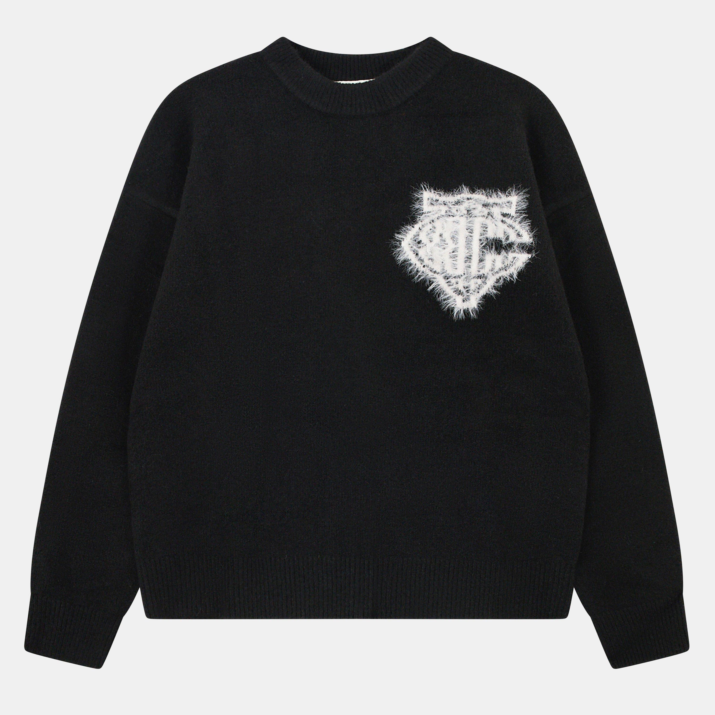 The Couture Club Women's Fluffy Knit Crew Sweater - Black - 8 (XS)