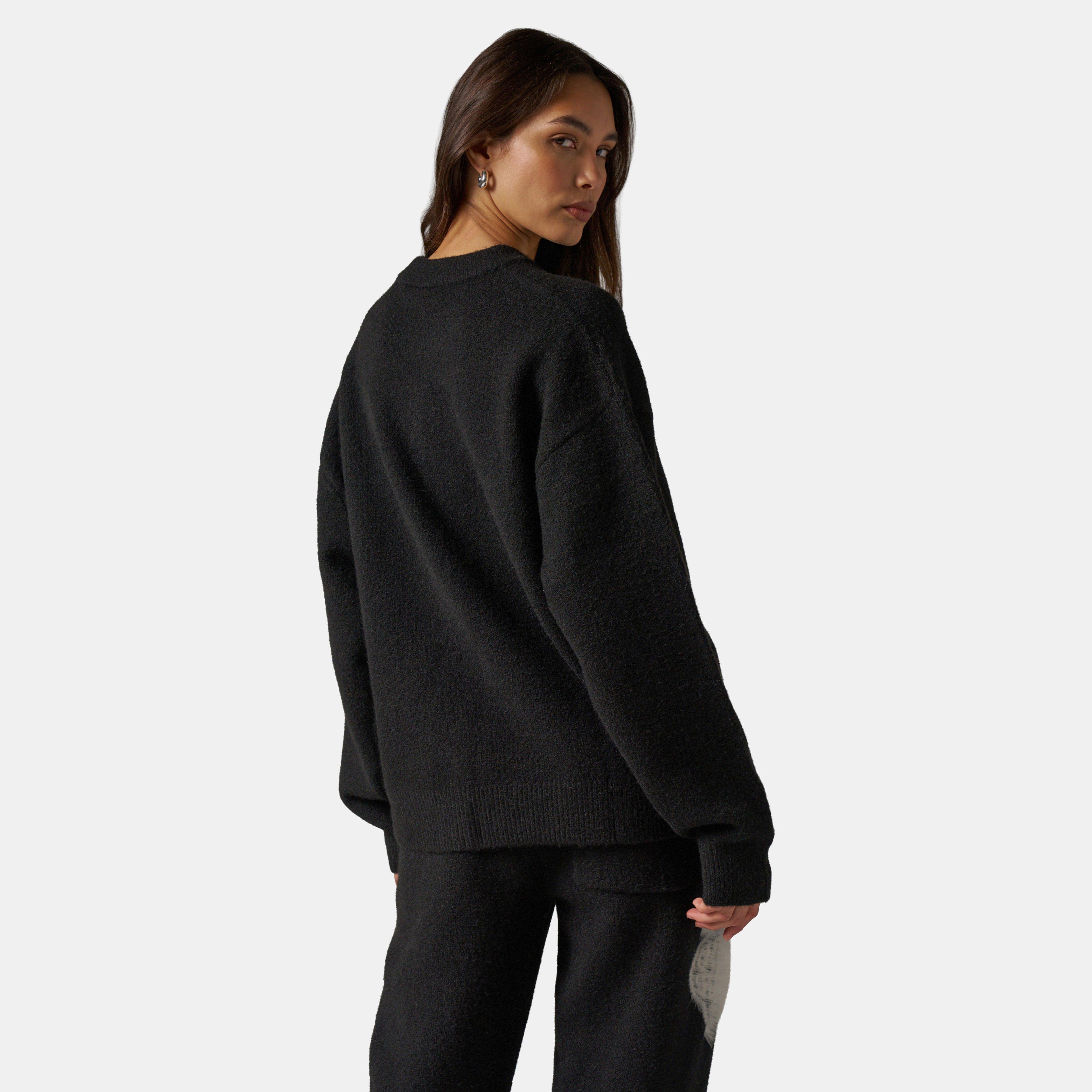 Black - The Couture Club - Womens Fluffy Knit Crew Sweater - 4