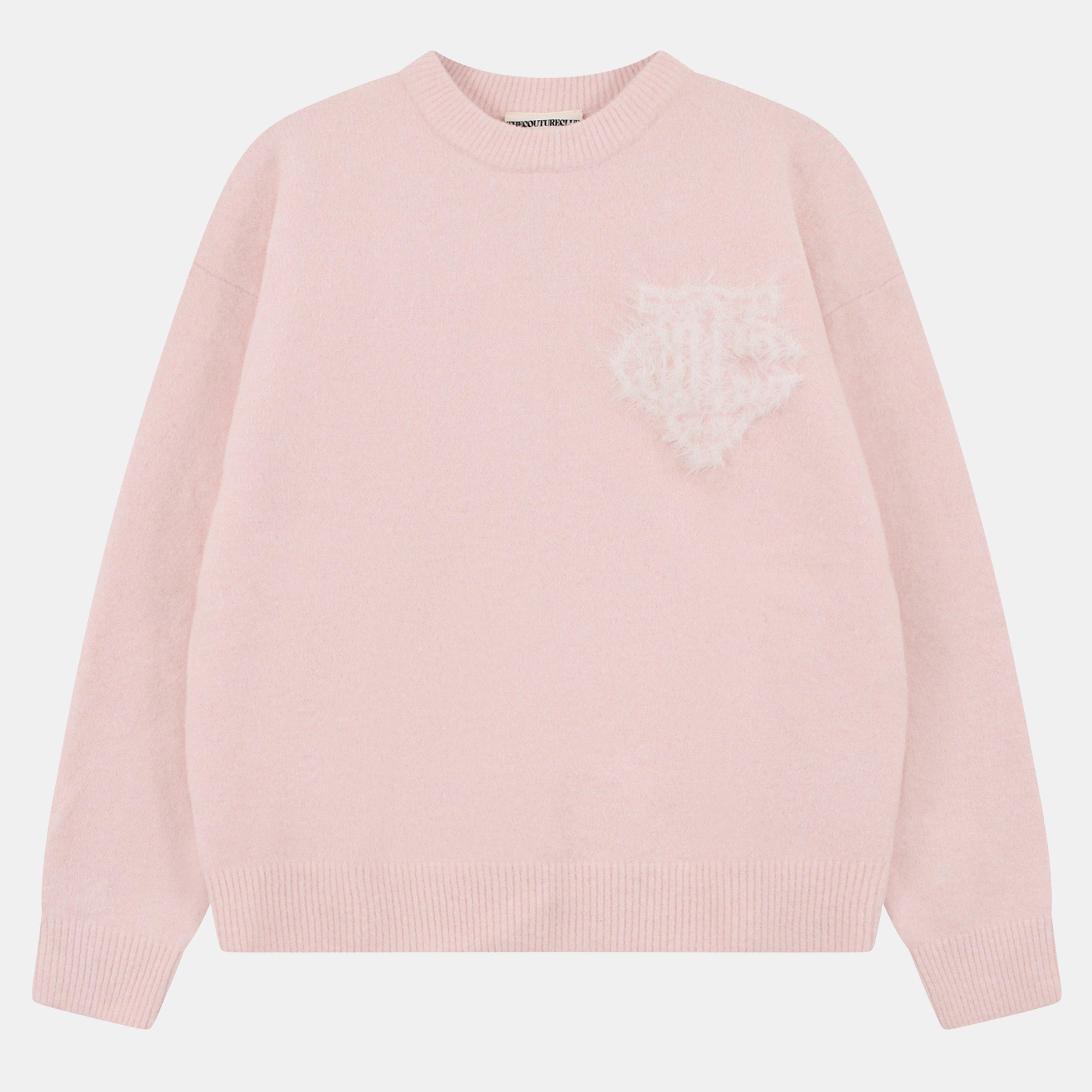 The Couture Club Women's Fluffy Knit Crew Sweater - Pink - 14 (L)