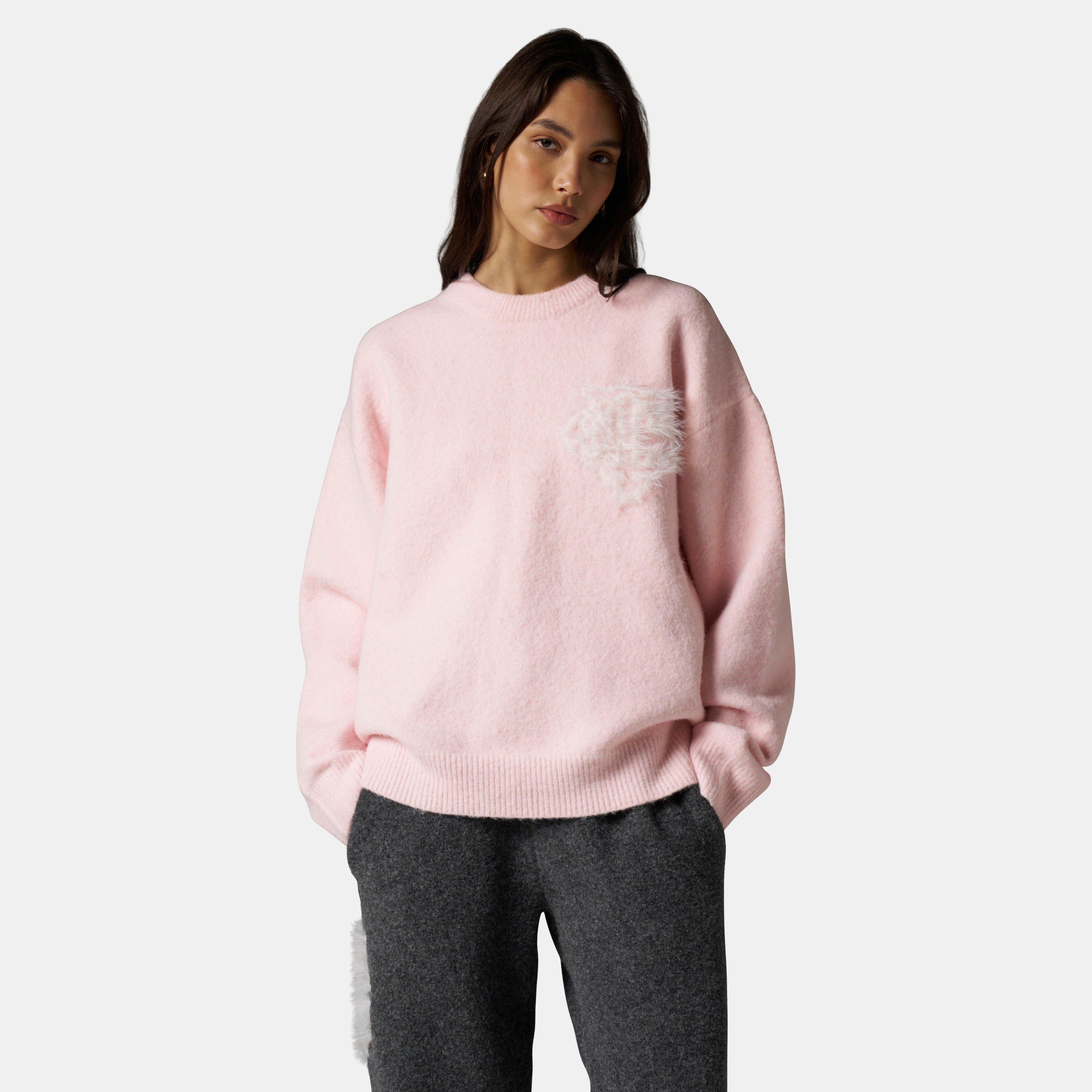 Pink - The Couture Club - Womens Fluffy Knit Crew Sweater - 3