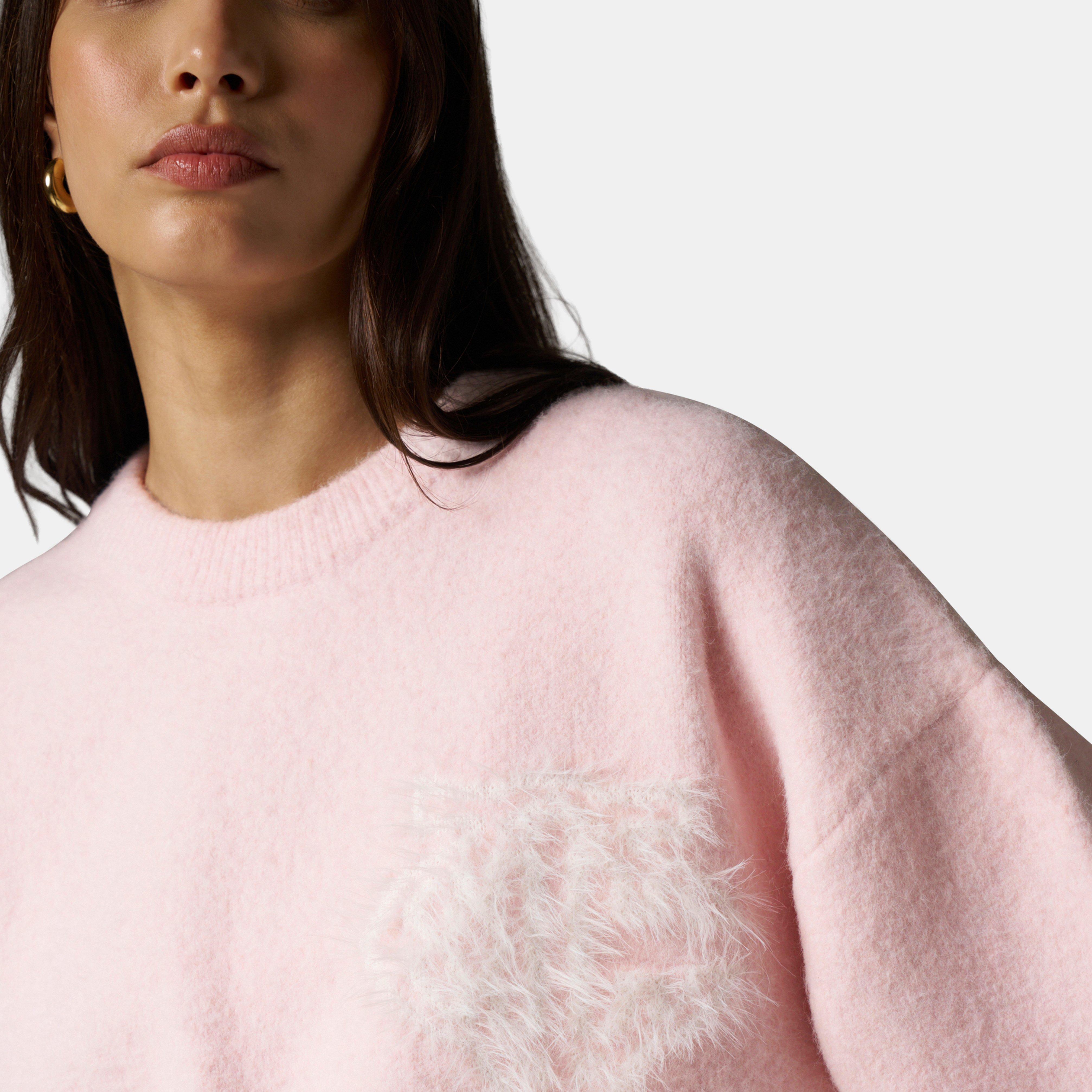 Pink - The Couture Club - Womens Fluffy Knit Crew Sweater - 5