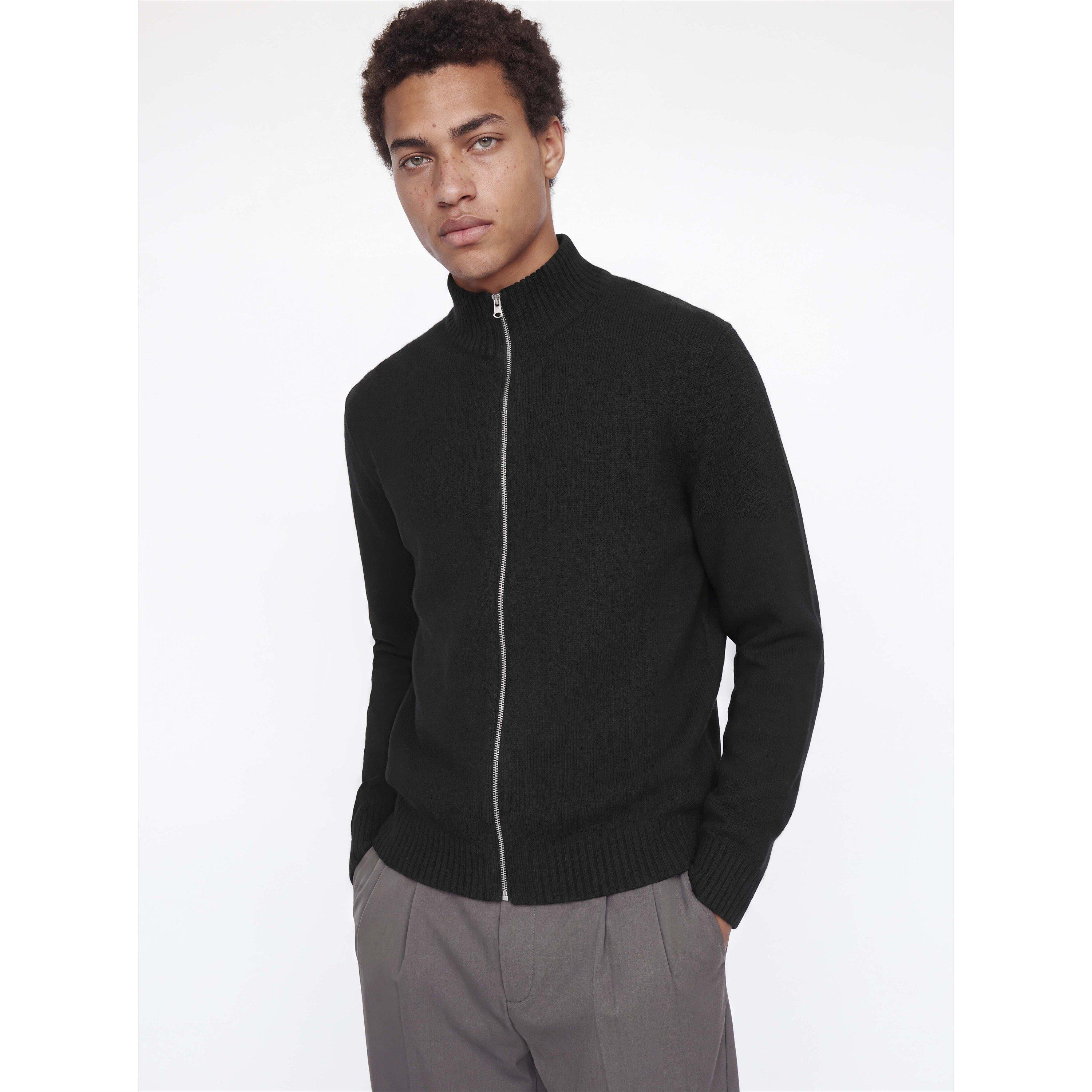 Sort - Jack and Jones - Men's Soho Ollie 1/4 Zip Funnel-Neck Knitted Top - 8