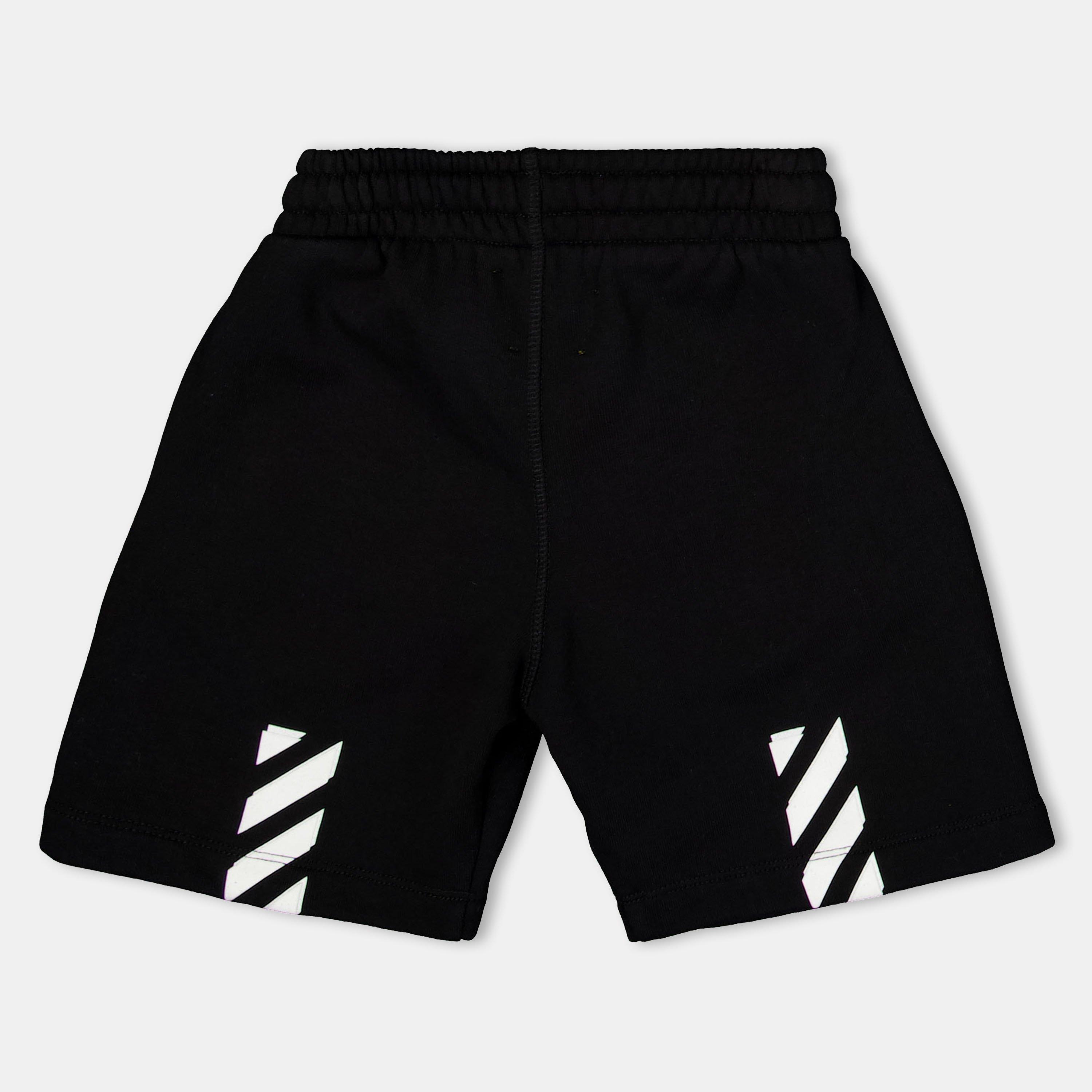 Zwart/Wit - Off White - Kids Fleece Shorts - 2
