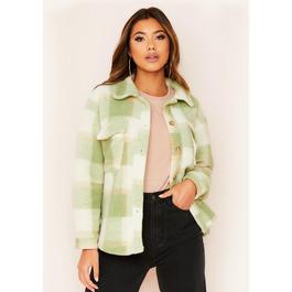 Missy Empire Check Wool Blend Oversized Shacket